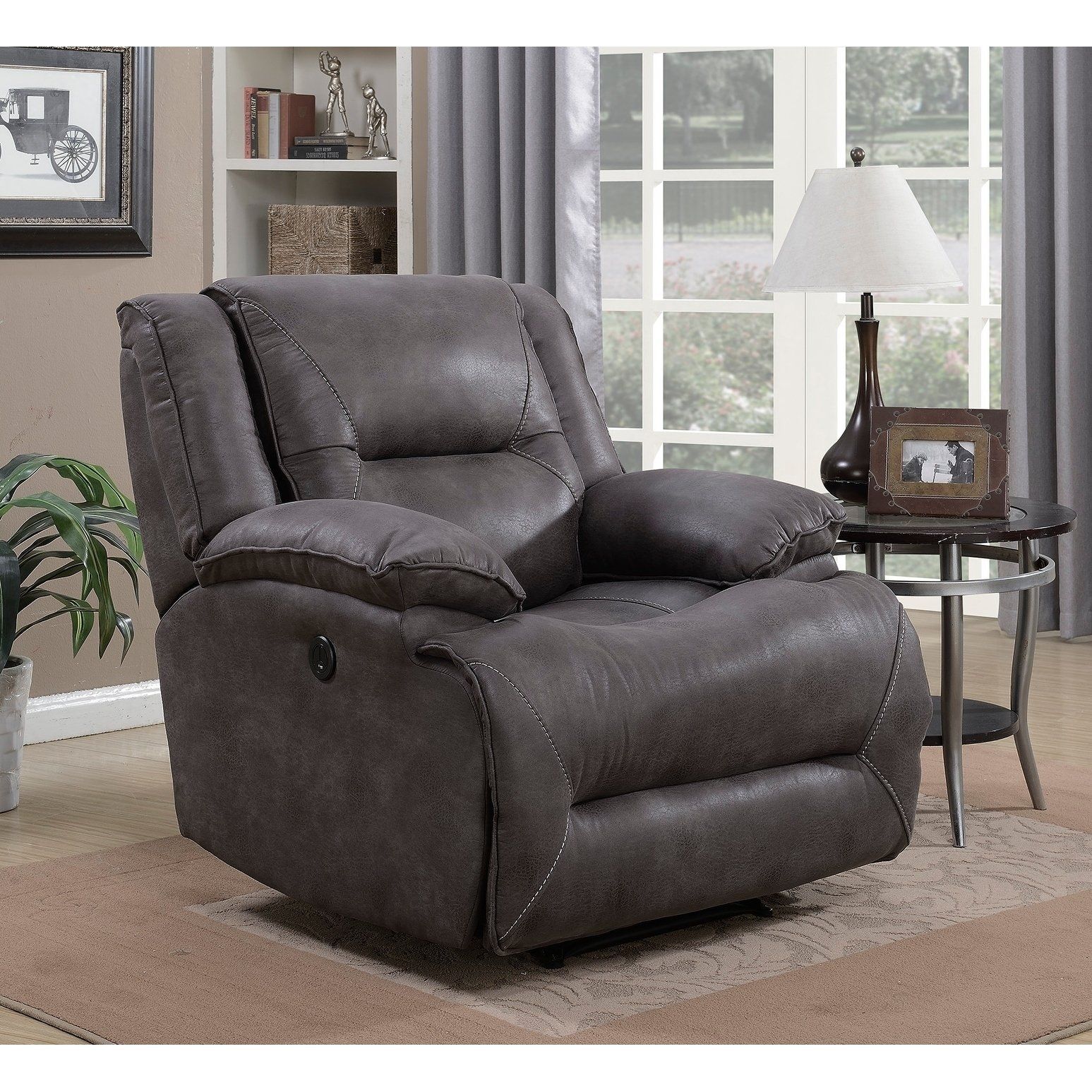 Shop Dylan Power Recliner With Memory Foam Seat Topper And Usb With Regard To Travis Dk Grey Leather 6 Piece Power Reclining Sectionals With Power Headrest & Usb (Photo 7 of 30)