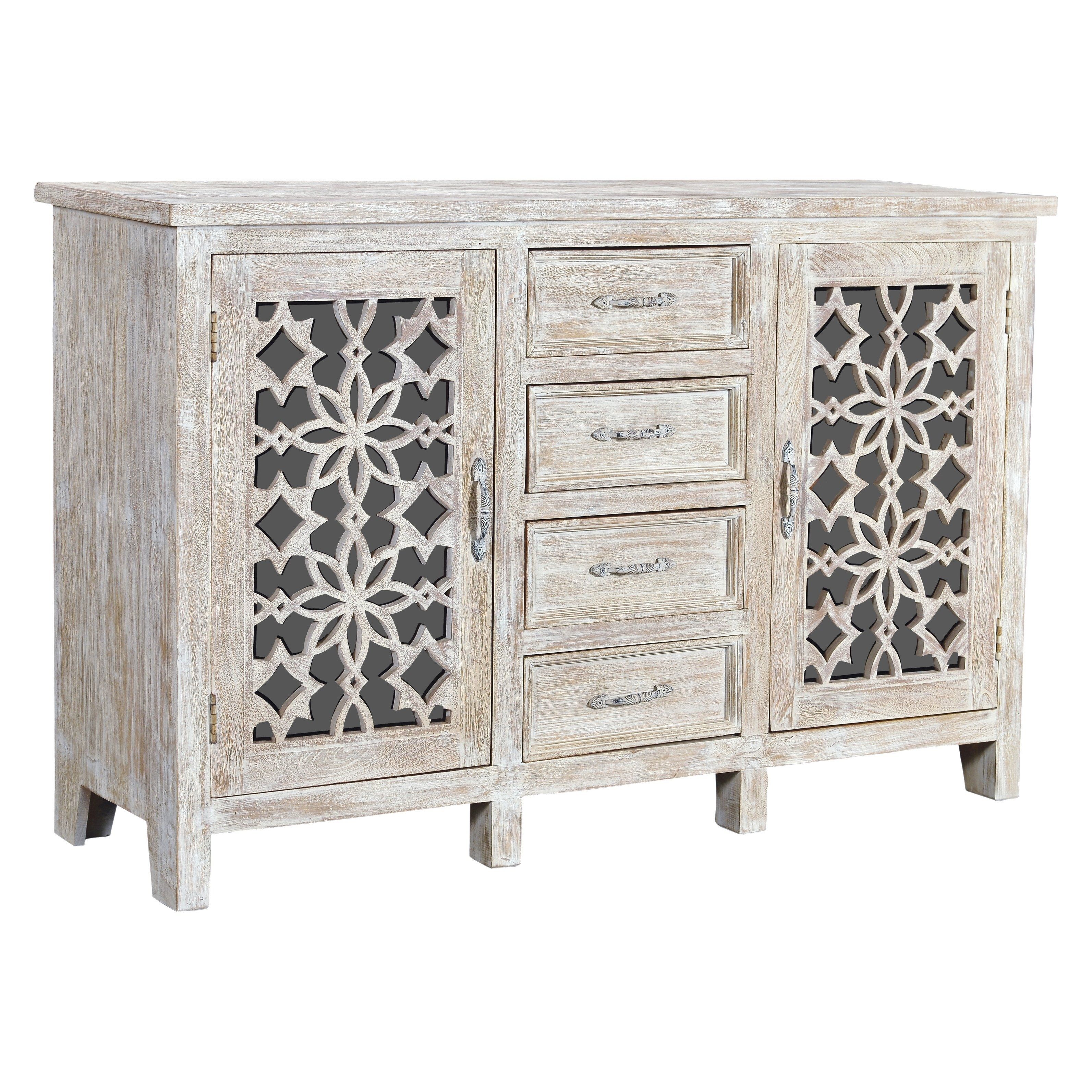 Shop Evan 4 Drawer 2 Door Carved Sideboard – Free Shipping Today Inside Antique White Distressed 3 Drawer/2 Door Sideboards (Photo 14 of 30)