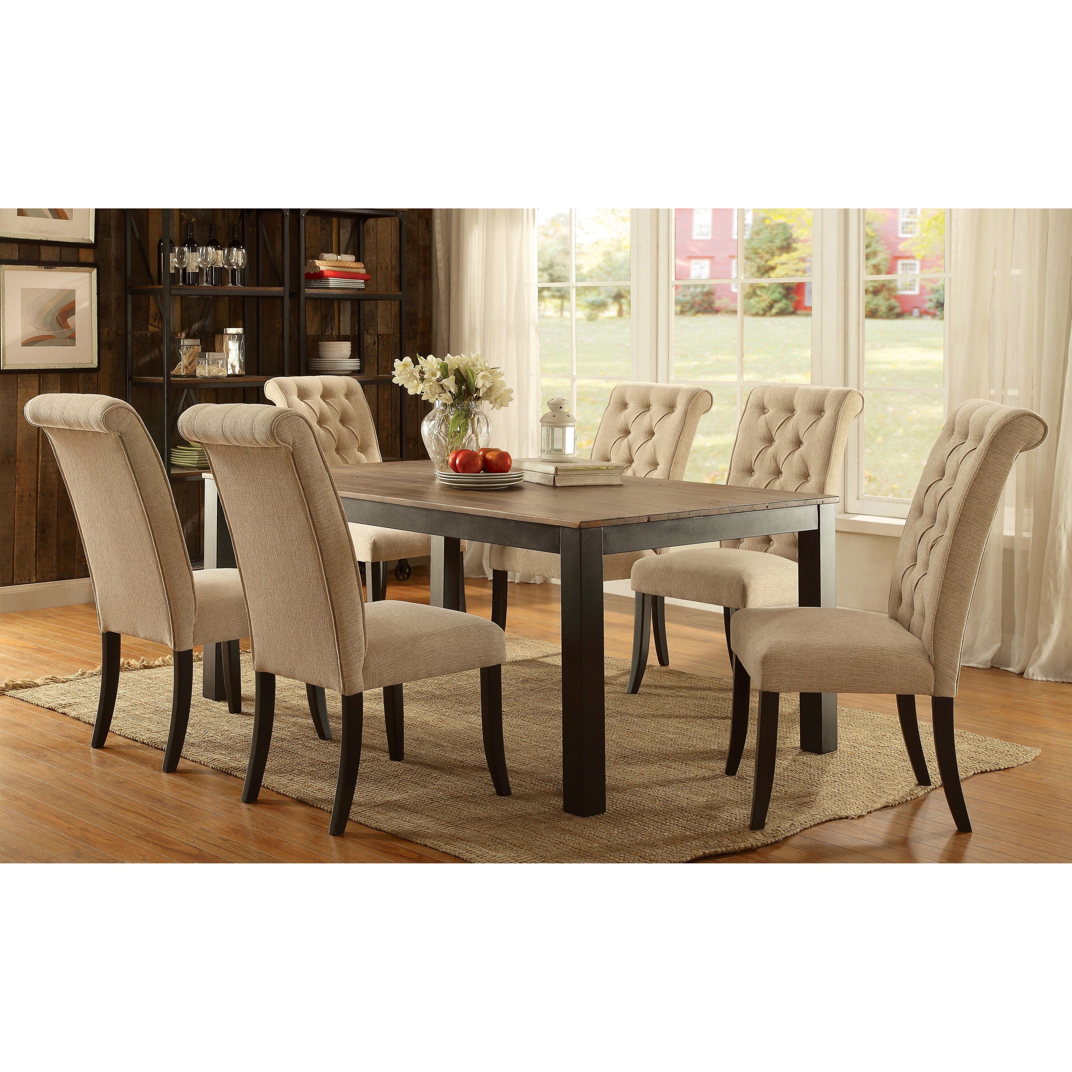 Shop Furniture Of America Sheila Rustic 7 Piece Two Tone Dining Set In Delano Smoke 3 Piece Sectionals (View 13 of 30)