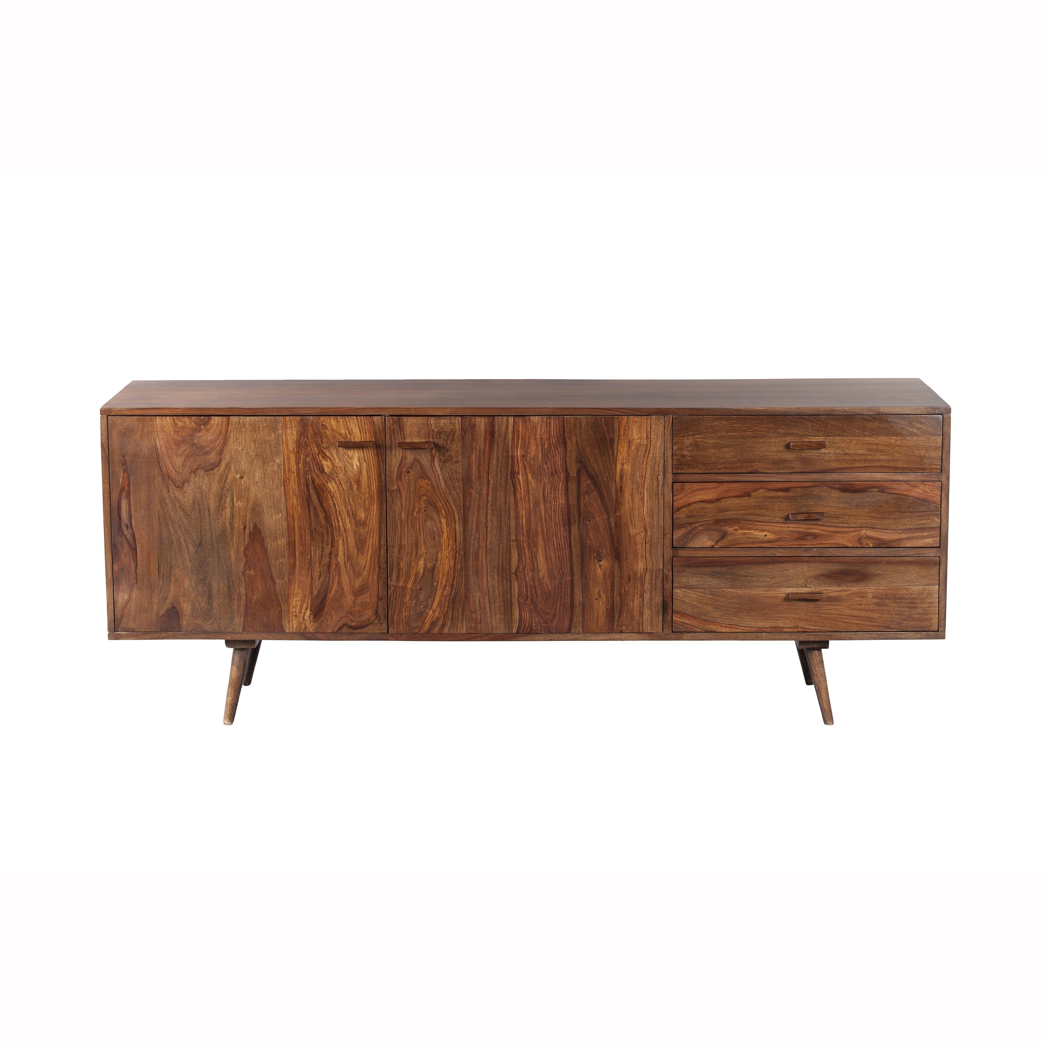 Shop Mandara Handcrafted Solid Sheesham Wood Mid Century Console Intended For Mandara 3 Drawer 2 Door Sideboards (View 9 of 30)