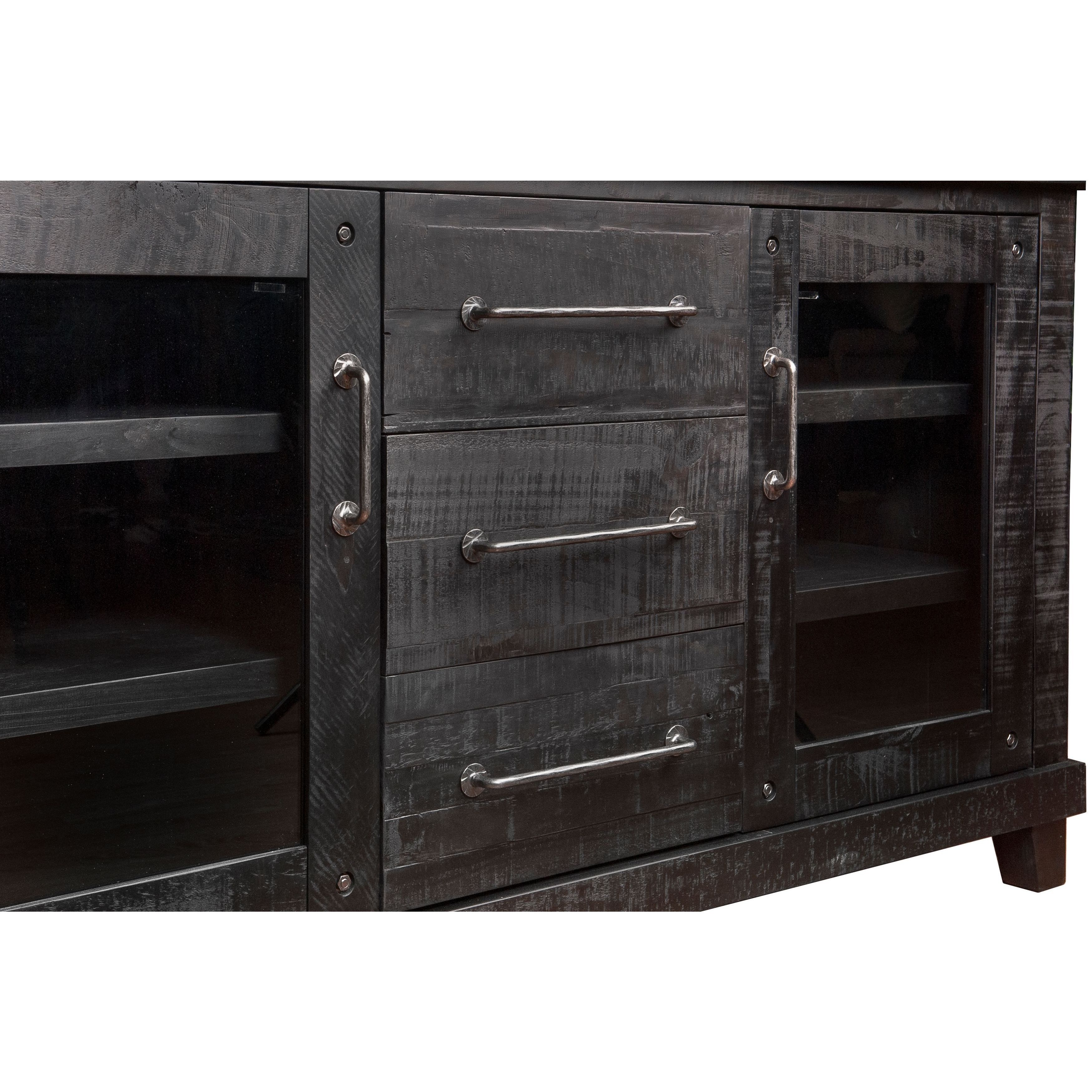 Shop Solid Pine Industrial Wood Sideboard – Free Shipping Today For Rustic Black & Zebra Pine Sideboards (View 4 of 30)