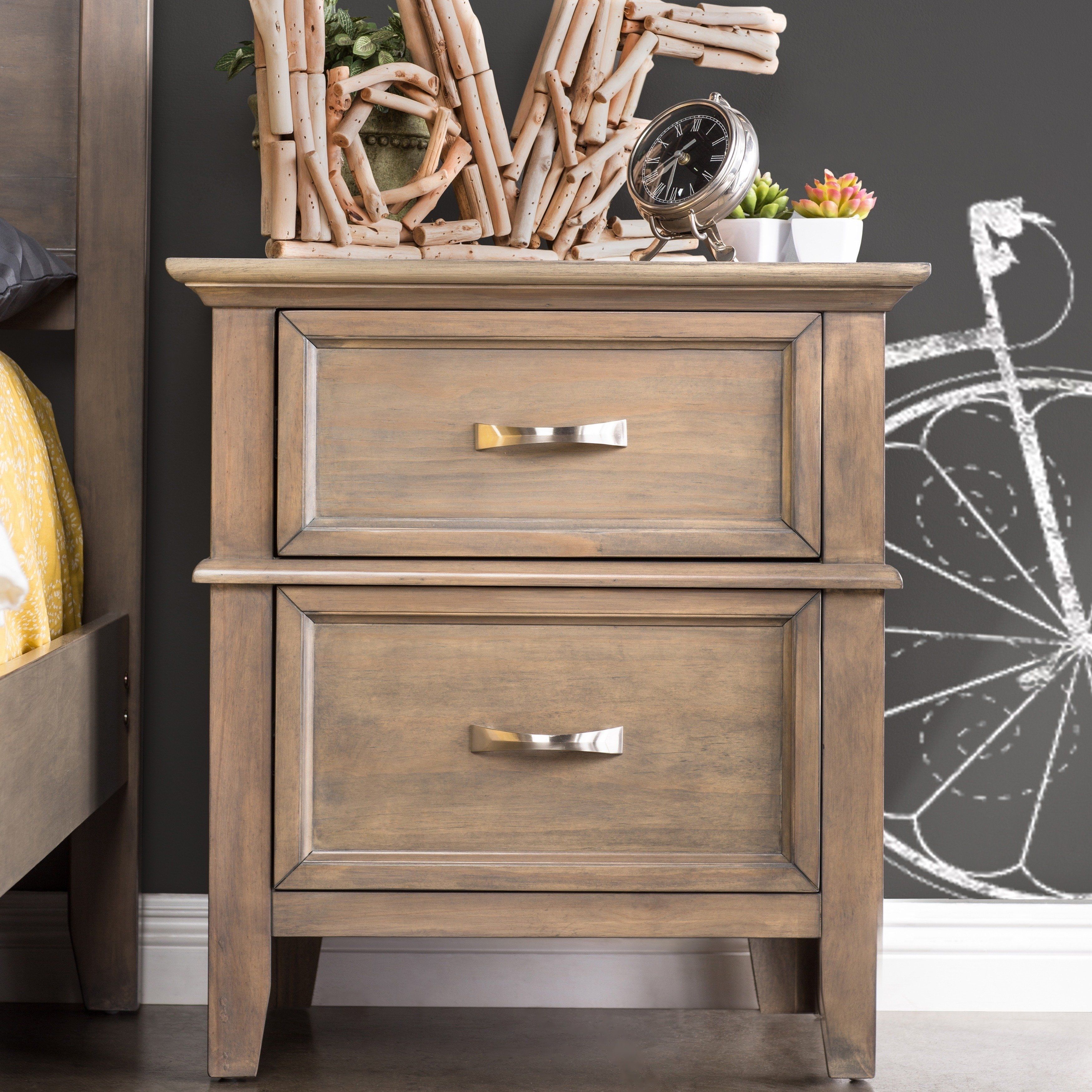 Shop The Gray Barn Epona Weathered Oak 2 Drawer Nightstand – Free Intended For Burnt Oak Bleached Pine Sideboards (View 24 of 30)
