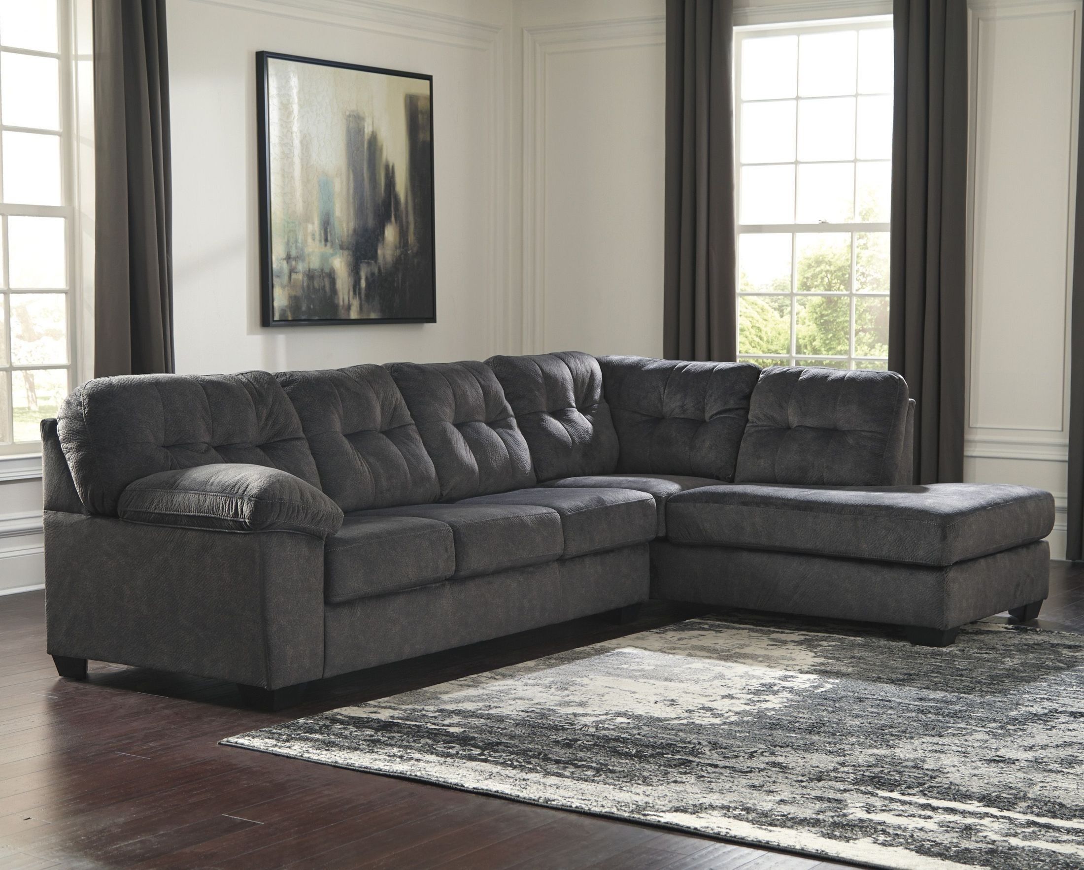 Signature Designashley Accrington Granite Raf Sectional Pertaining To Kerri 2 Piece Sectionals With Laf Chaise (View 28 of 30)