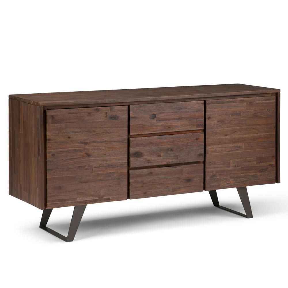 Simpli Home Lowry Distressed Charcoal Brown Sideboard Buffet Axclry With Regard To Metal Refinement 4 Door Sideboards (View 28 of 30)
