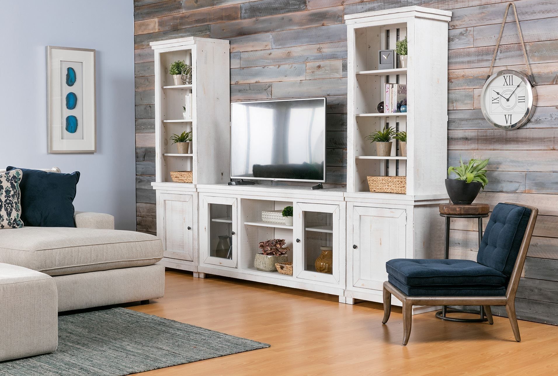 Sinclair White 3 Piece Entertainment Center | Decoraciones Intended For Teagan Sideboards (View 24 of 30)