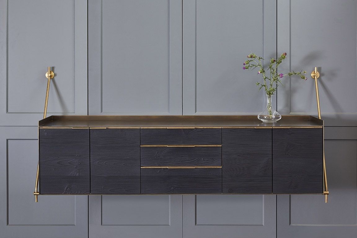The Collector's Bronze Clad Wall Hanging Credenza – Amuneal Intended For Burnt Oak Bleached Pine Sideboards (View 28 of 30)