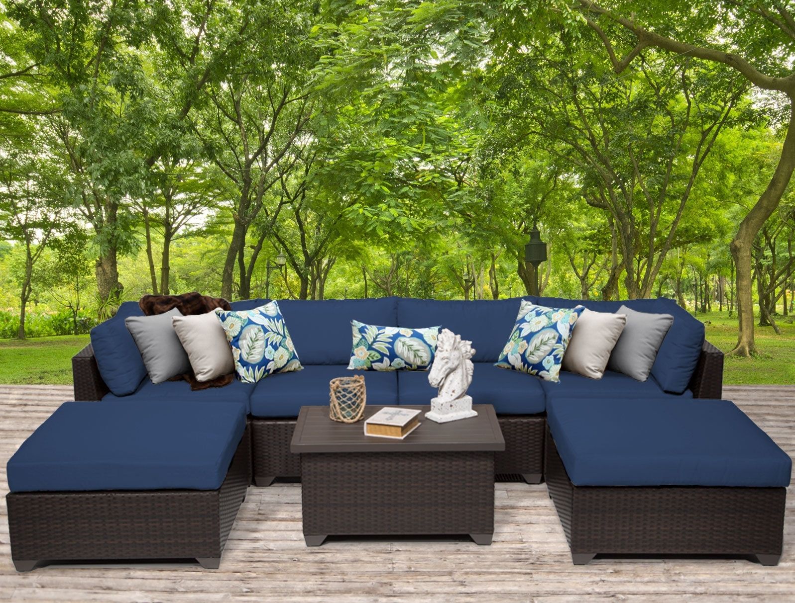 Tk Classics Belle 7 Piece Sectional Seating Group With Cushions For Karen 3 Piece Sectionals (View 22 of 30)