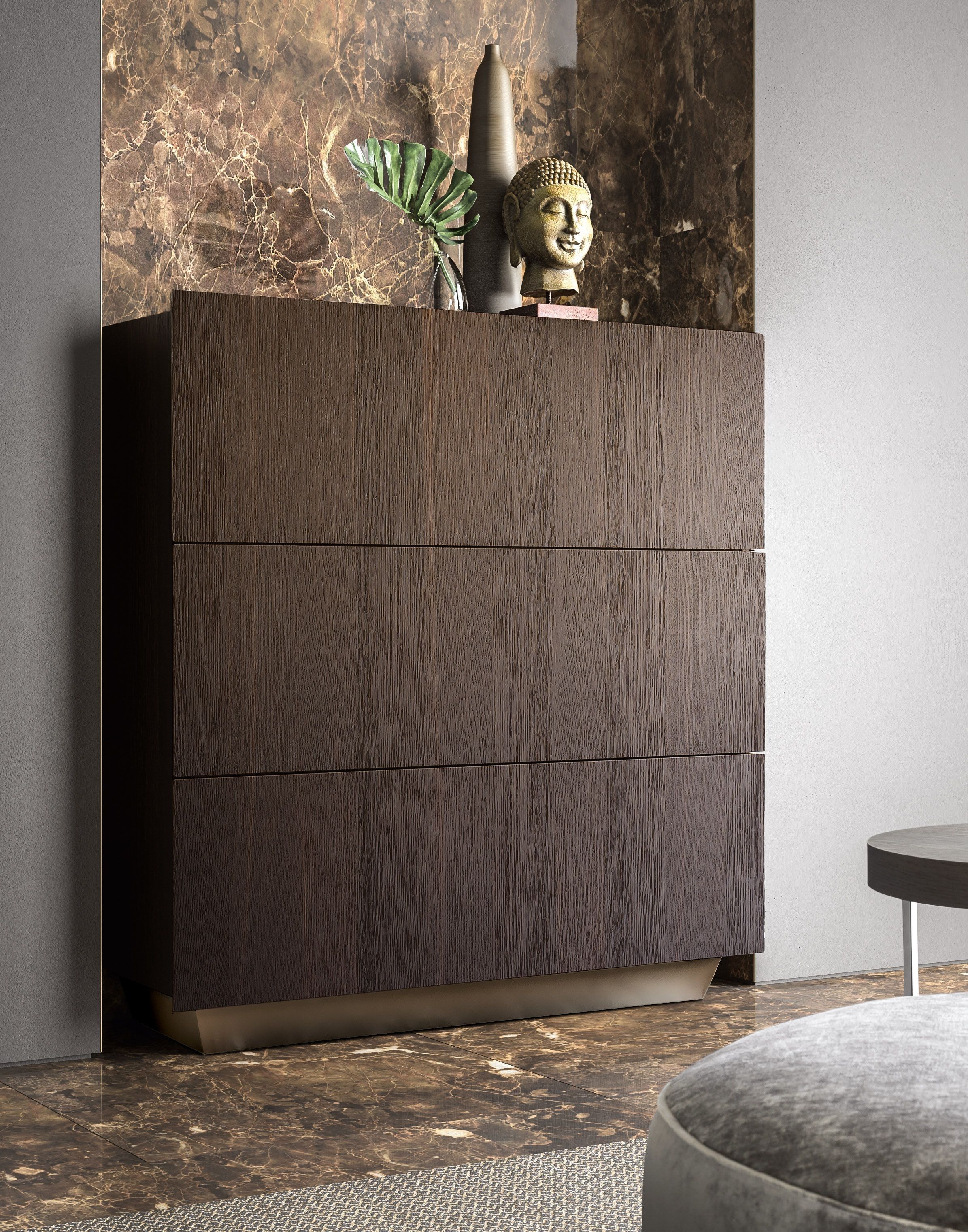 Tosca Sideboard With Burnt Oak Exterior And Bronze Base | Pianca Within Black Burnt Oak Sideboards (View 8 of 30)