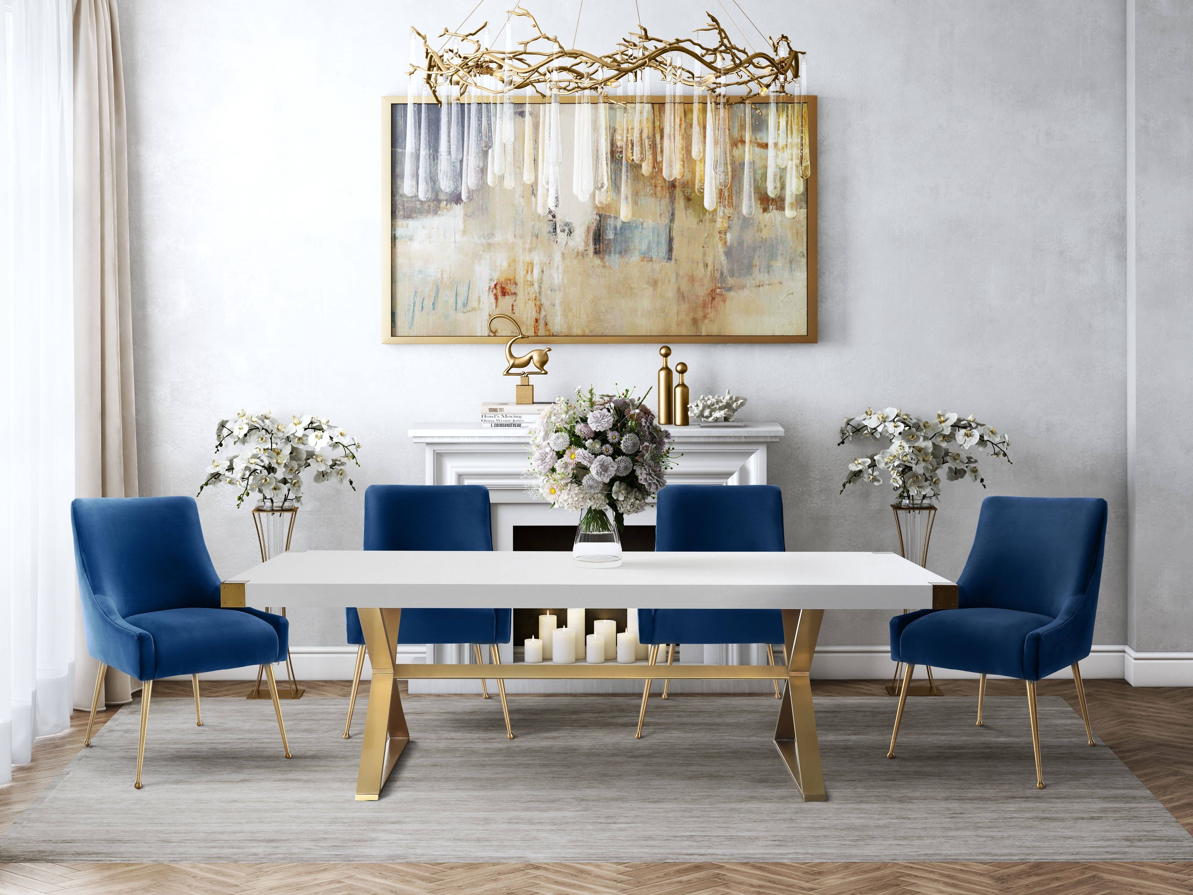 Tov Furniture Adeline 5pc Dining Room Set With Navy Chairs | The With Adeline 3 Piece Sectionals (View 16 of 30)