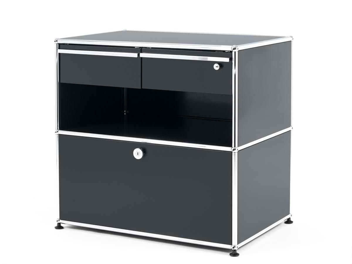 Usm Haller Office Sideboard M With Drawers, Anthracite Ral 7016 Throughout Open Shelf Brass 4 Drawer Sideboards (View 23 of 30)