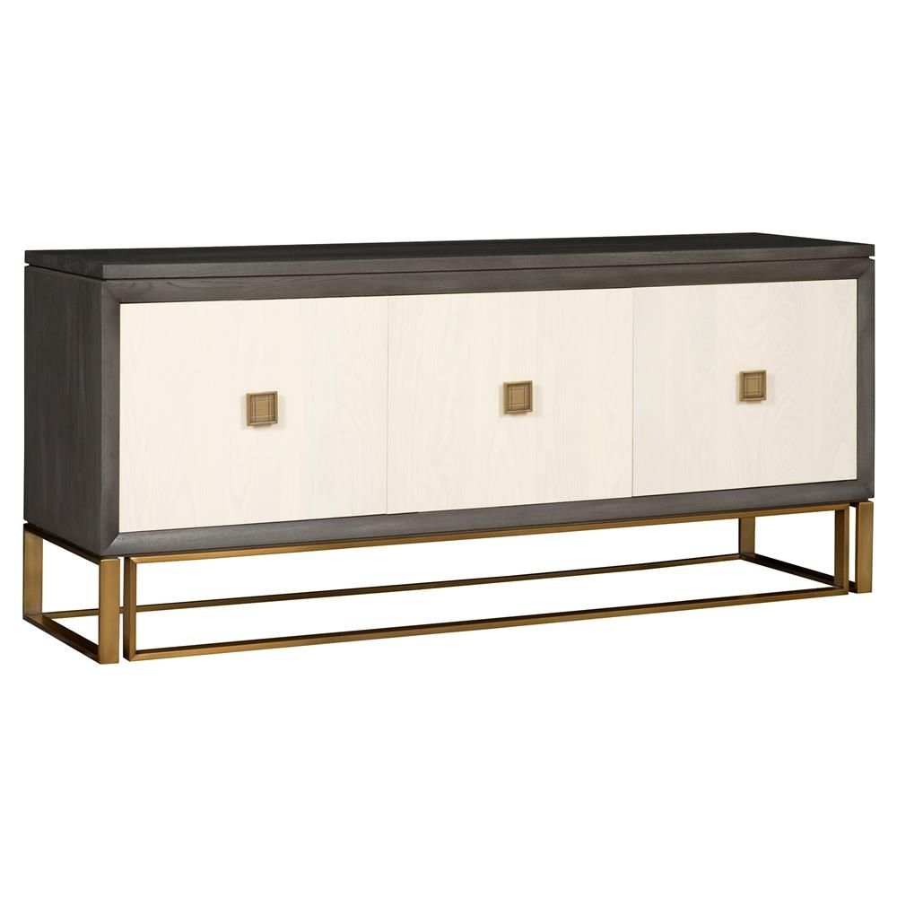 Vanguard Wallace Modern Classic Ash Solids Stain Brass 3 Door Sideboard Within Square Brass 4 Door Sideboards (View 7 of 30)