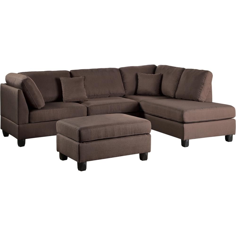 Venetian Worldwide Madrid 3 Piece Chocolate Reversible Sectional With Regard To Marissa Ii 3 Piece Sectionals (Photo 3 of 30)