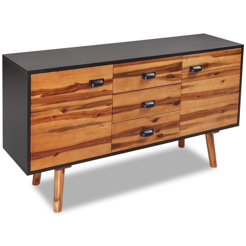 Vidaxl Solid Acacia Wood Sideboard Cabinet Console Table W With Regard To Calhoun Sideboards (View 9 of 30)