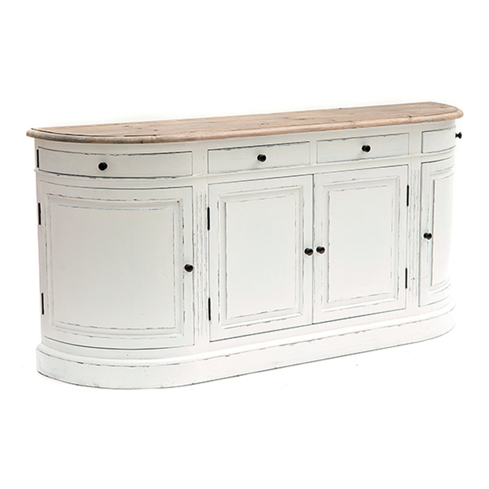 Vintage White Empire Curved Sideboard In Vintage Finish 4 Door Sideboards (Photo 22 of 30)
