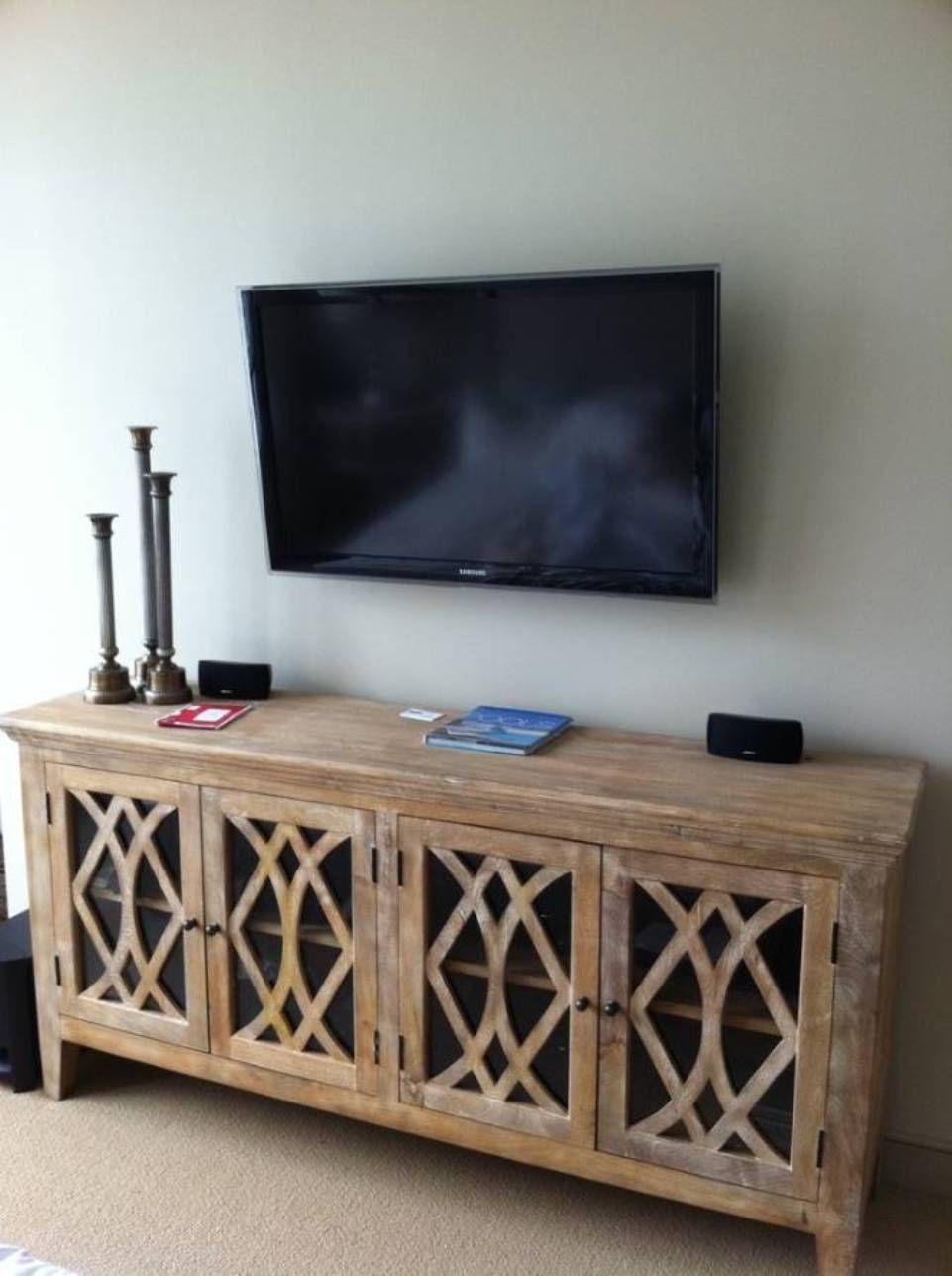 Wall Mounted Tv Over Sideboard : Modern Wall Mounted Tv Gallery Within Solar Refinement Sideboards (View 14 of 30)