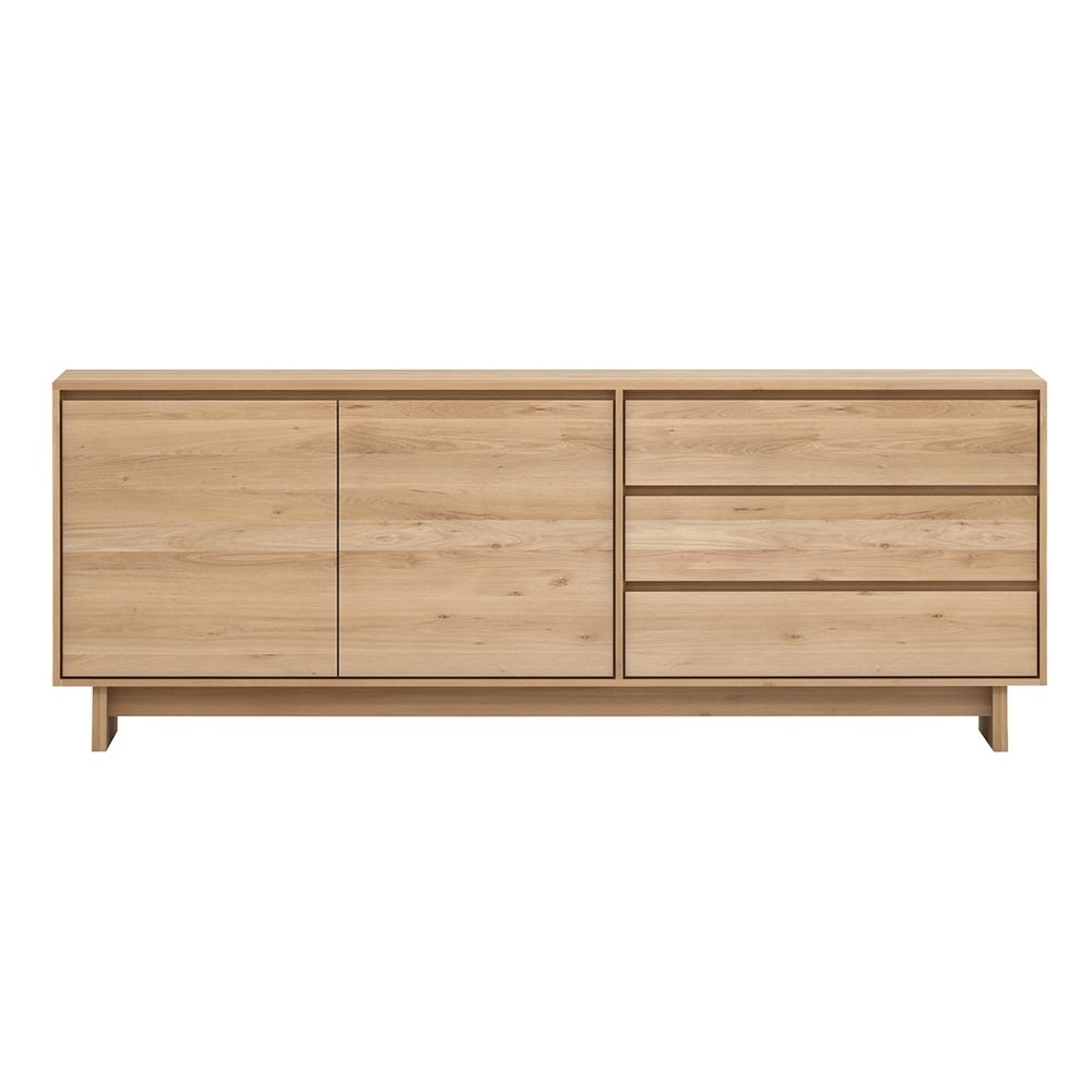 Wave Sideboard – 2 Doors 3 Drawers – Oak – Rouse Home Intended For 3 Drawer/2 Door Sideboards (Photo 19 of 30)