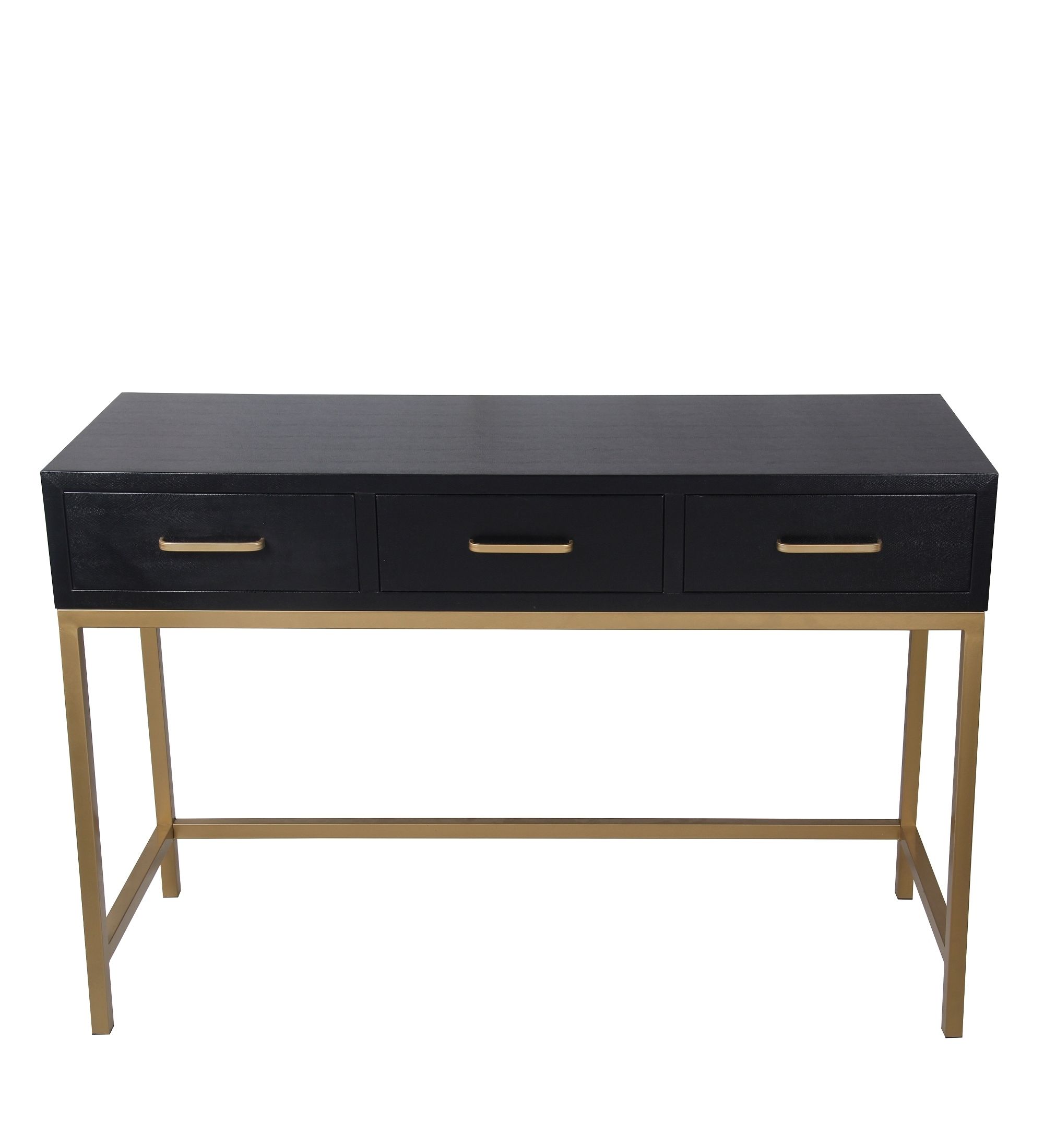 Zeckos: Privilege 68206 3 Drawer Console Table – Black Shagreen For Marbled Axton Sideboards (Photo 18 of 26)