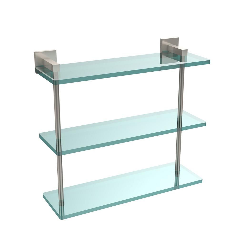 Allied Brass Montero 16 In. L X 15 In. H X 6 1/4 In. W 3 Tier Clear Throughout Elke Glass Console Tables With Polished Aluminum Base (Photo 15 of 30)