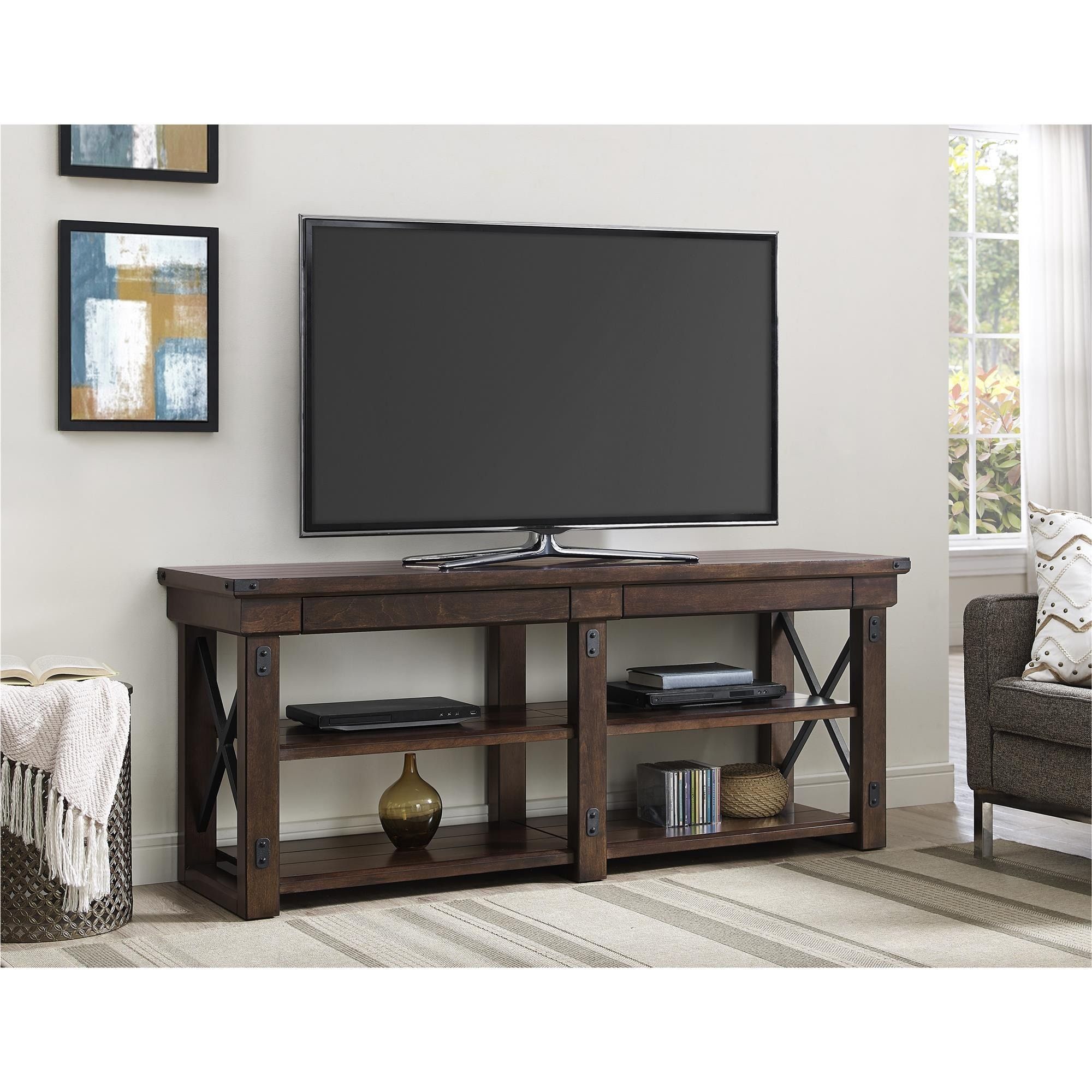 Ameriwood Home Wildwood Mahogany Veneer 65 Inch Tv Stand (65 Inch Tv With Regard To Casey Grey 66 Inch Tv Stands (Photo 1 of 30)
