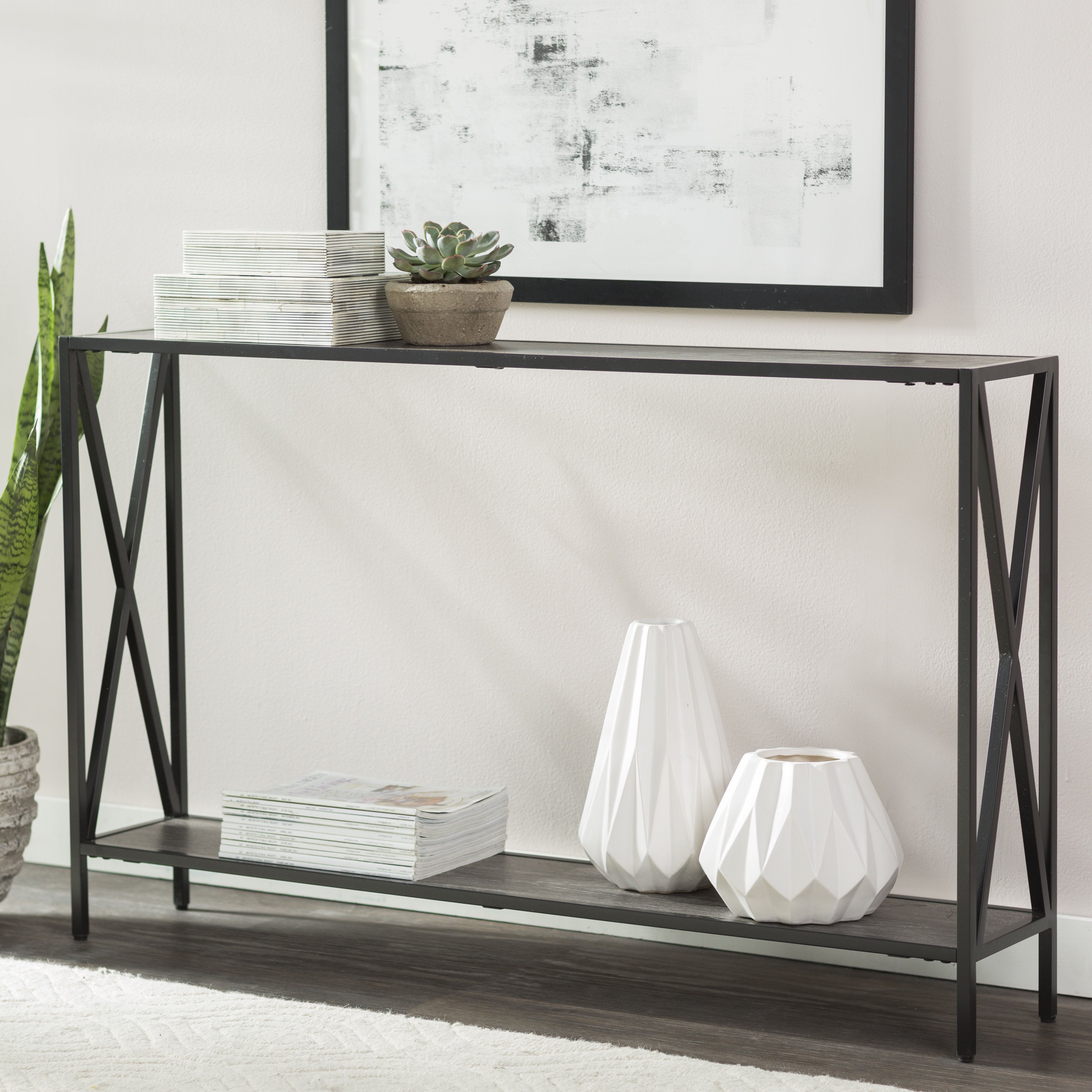 Andover Mills Abbottsmoor Metal Frame Console Table & Reviews | Wayfair Regarding Frame Console Tables (Photo 1 of 30)