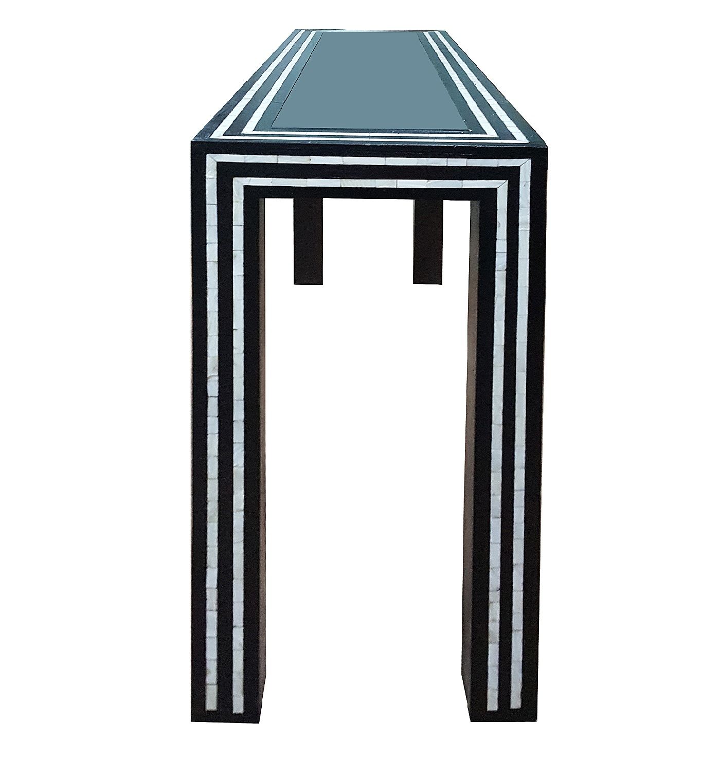 Black And White Pearl Inlay Console: Glass And Inlay Console Table Within Black And White Inlay Console Tables (Photo 20 of 30)