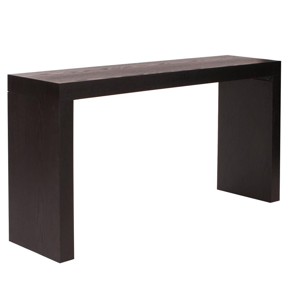 Black Wood Grain Veneer Console Table 37131 – The Home Depot Inside Black And White Inlay Console Tables (View 23 of 30)