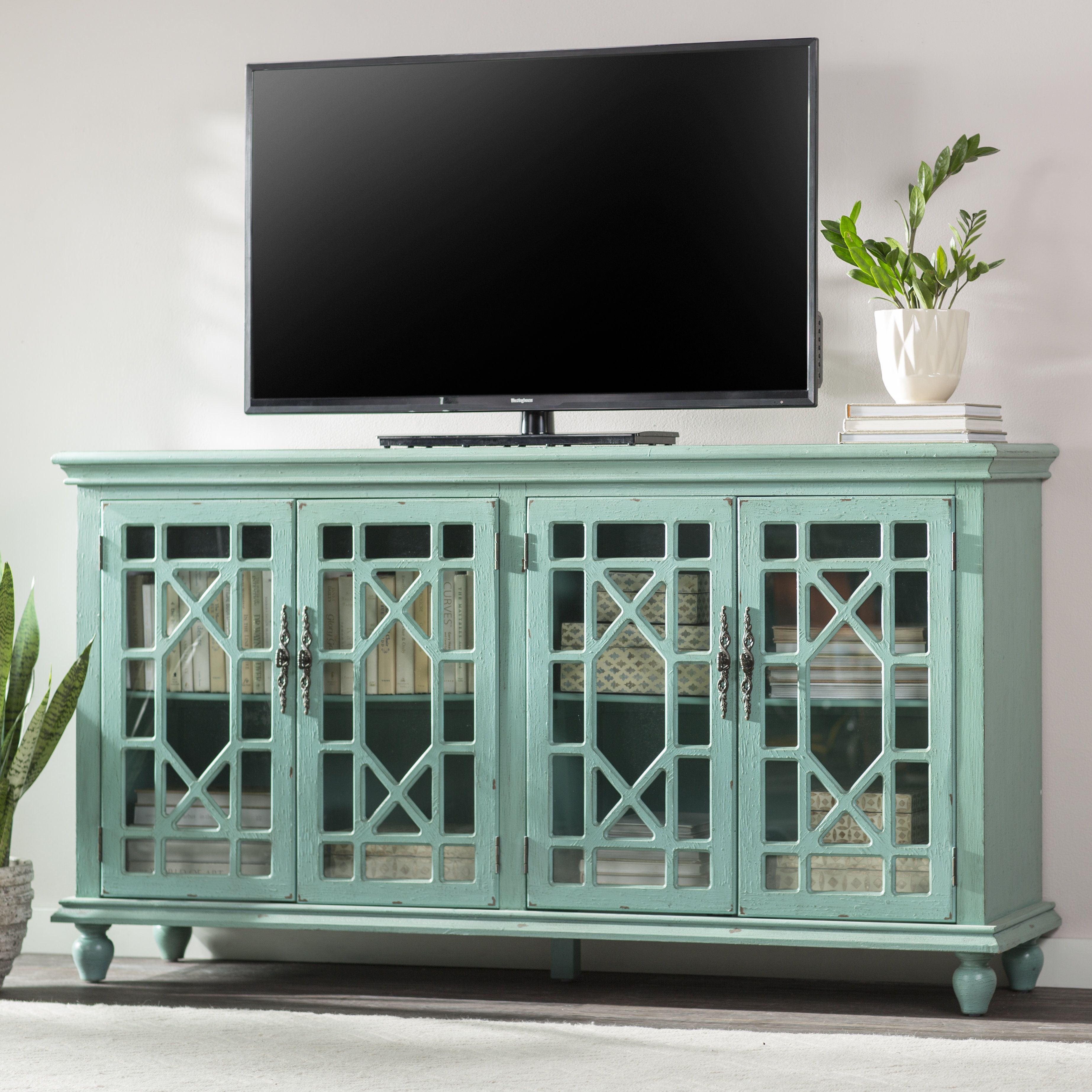 Blue Tv Stands You'll Love | Wayfair Inside Century Sky 60 Inch Tv Stands (Photo 22 of 30)