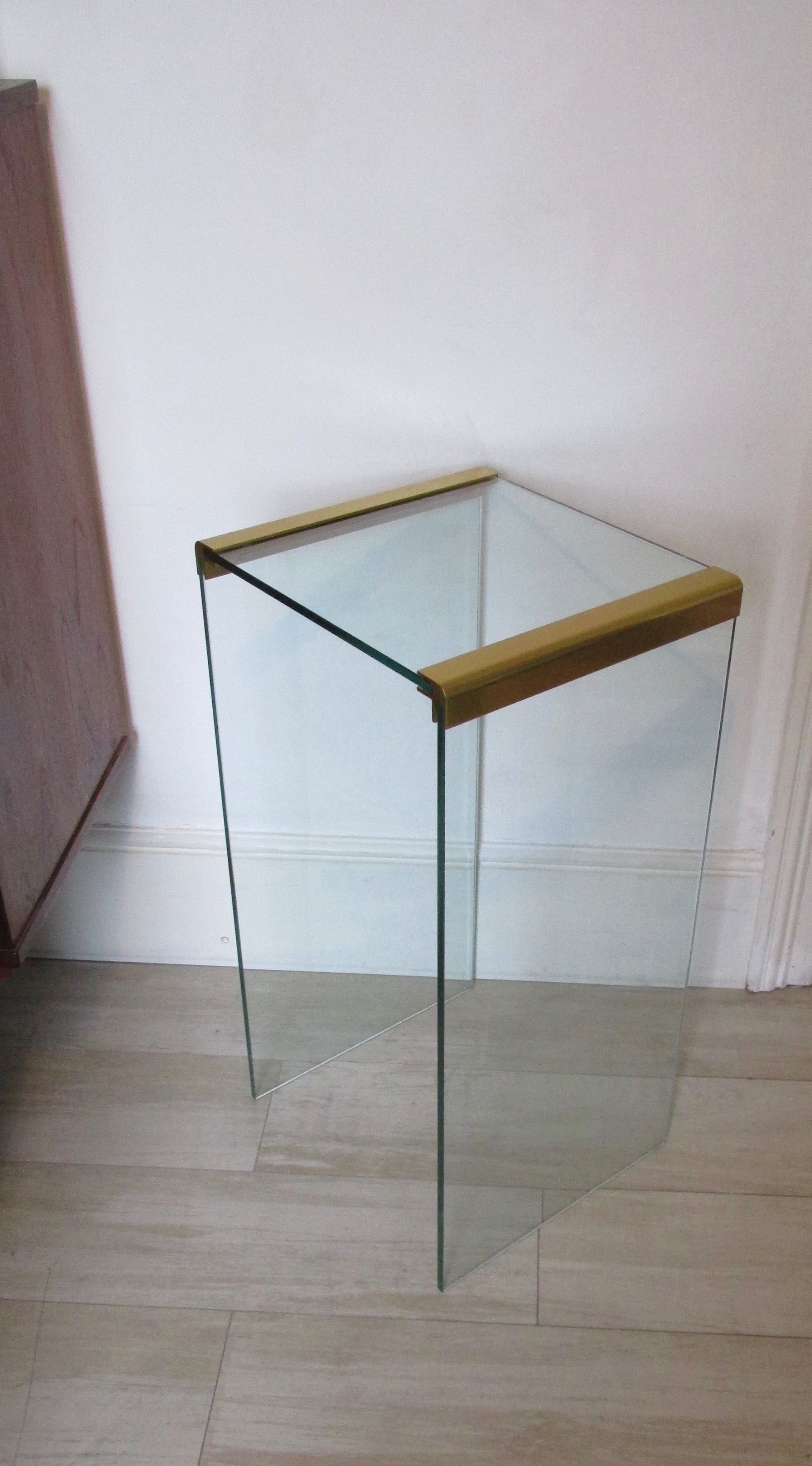 Brass And Glass Waterfall Occasional Table Pace Era | Vinterior Within Era Glass Console Tables (View 9 of 30)