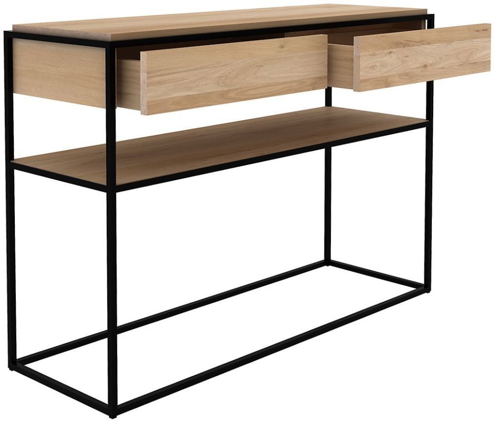 Buy Monolit Oak 2 Drawer Console Table With Black Metal Frame Online Within Frame Console Tables (Photo 28 of 30)