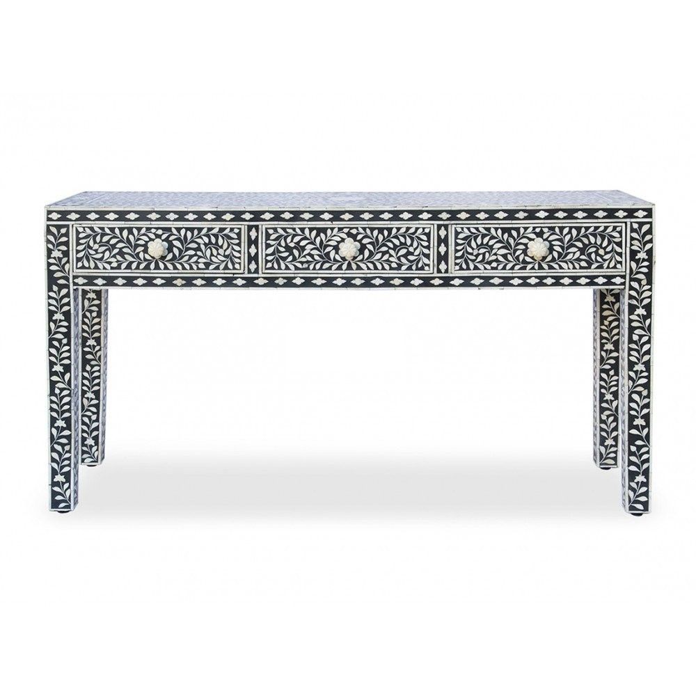 Buy Oued Inlay & Mdf Console Table In Printed Black & White Finish Intended For Black And White Inlay Console Tables (View 3 of 30)