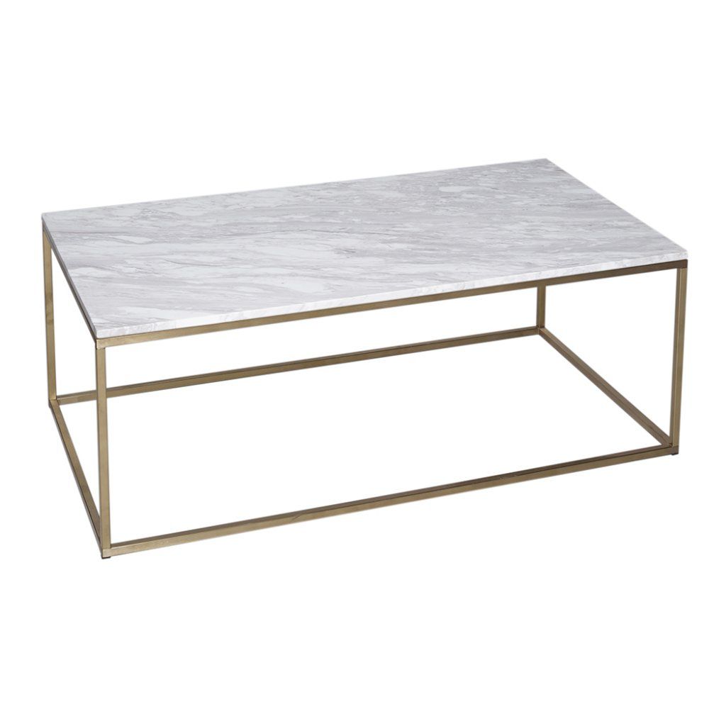 Buy White Marble And Gold Rectangular Coffee Table From Intended For Elke Marble Console Tables With Brass Base (View 16 of 30)