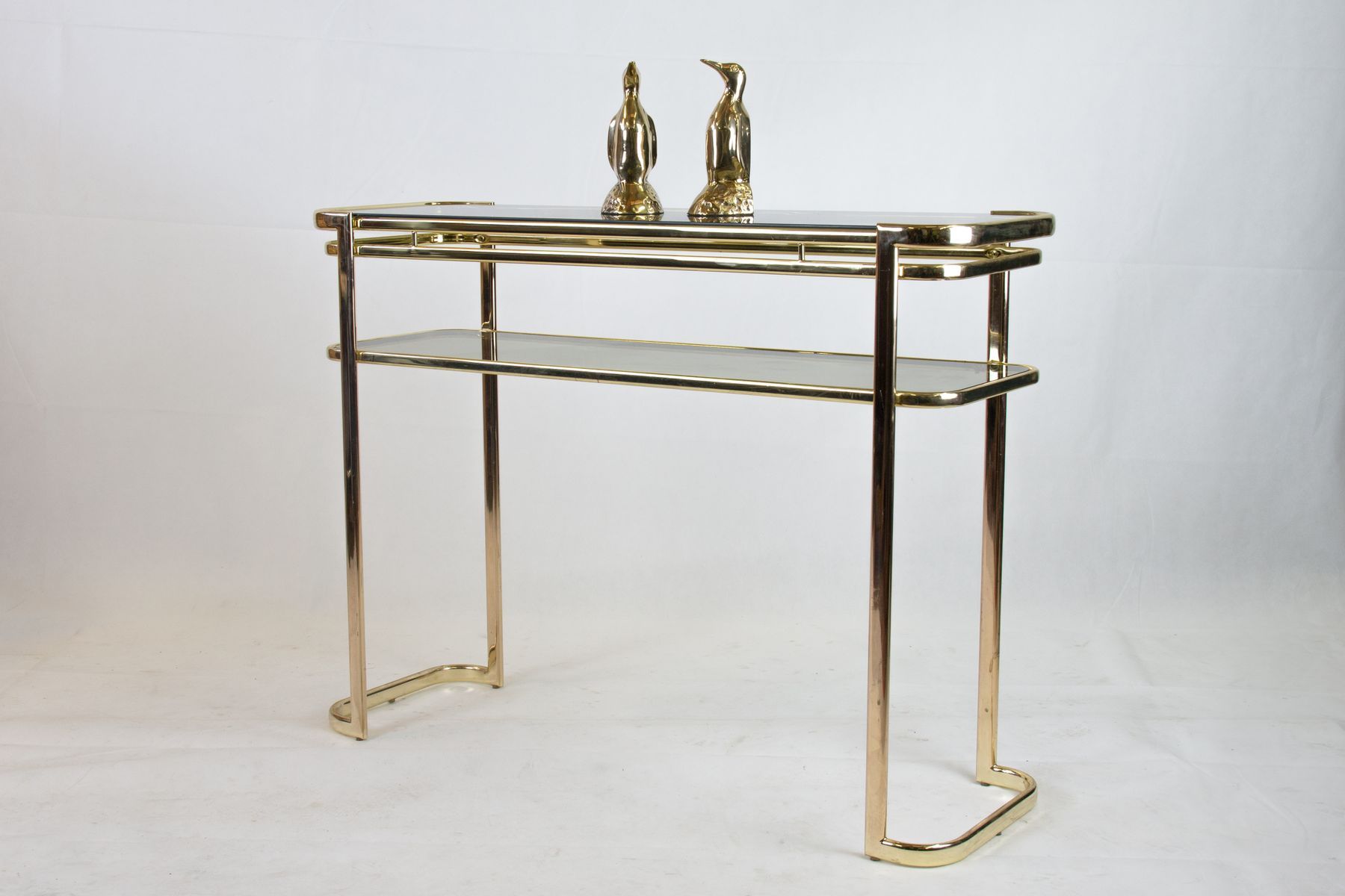 Console Table With Brass Frame & Glass Topmilo Baughman For With Era Glass Console Tables (View 4 of 30)