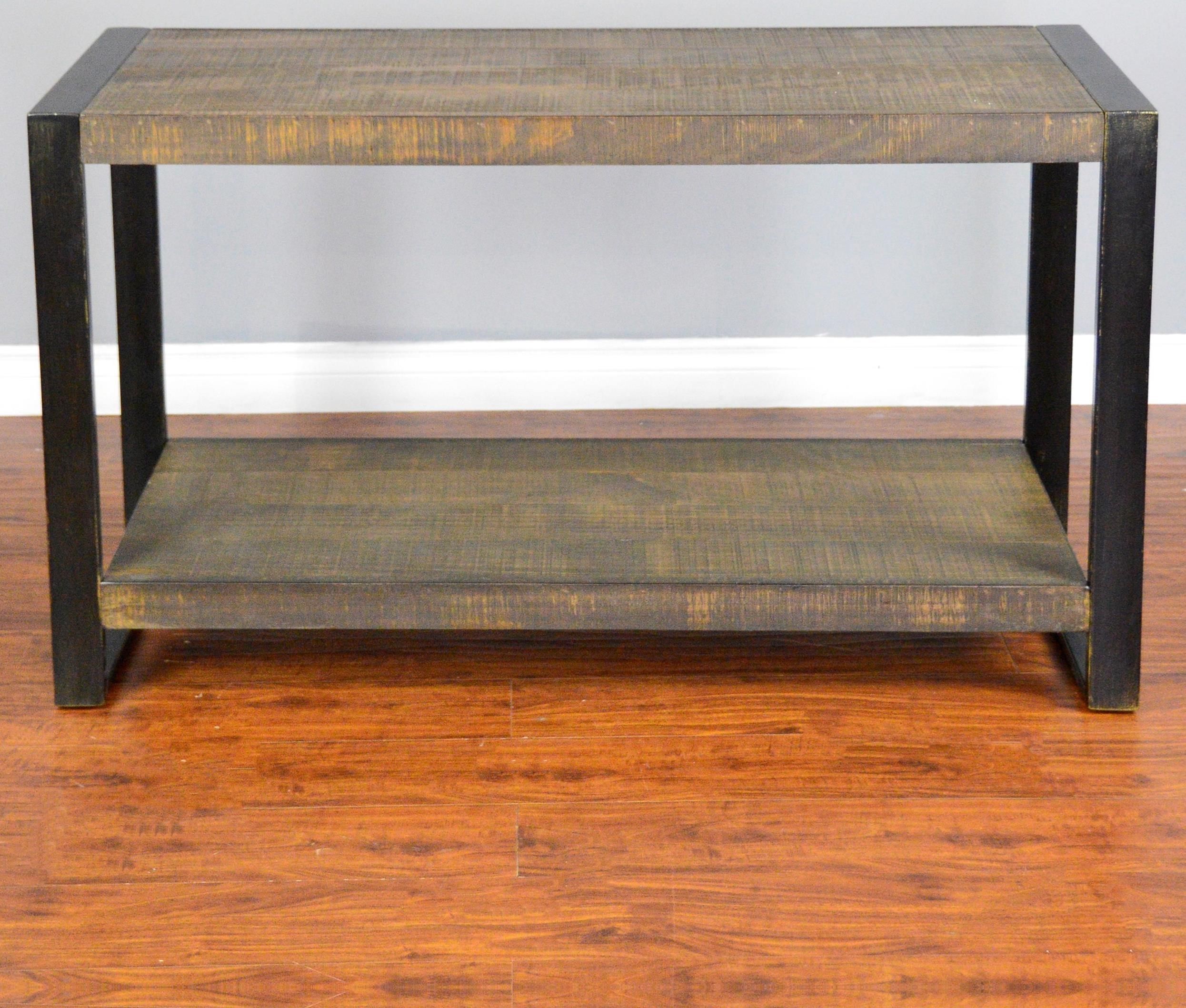 Distressed Pine Sofa/ Console Table With Industrial Metal Frame Pertaining To Frame Console Tables (Photo 25 of 30)