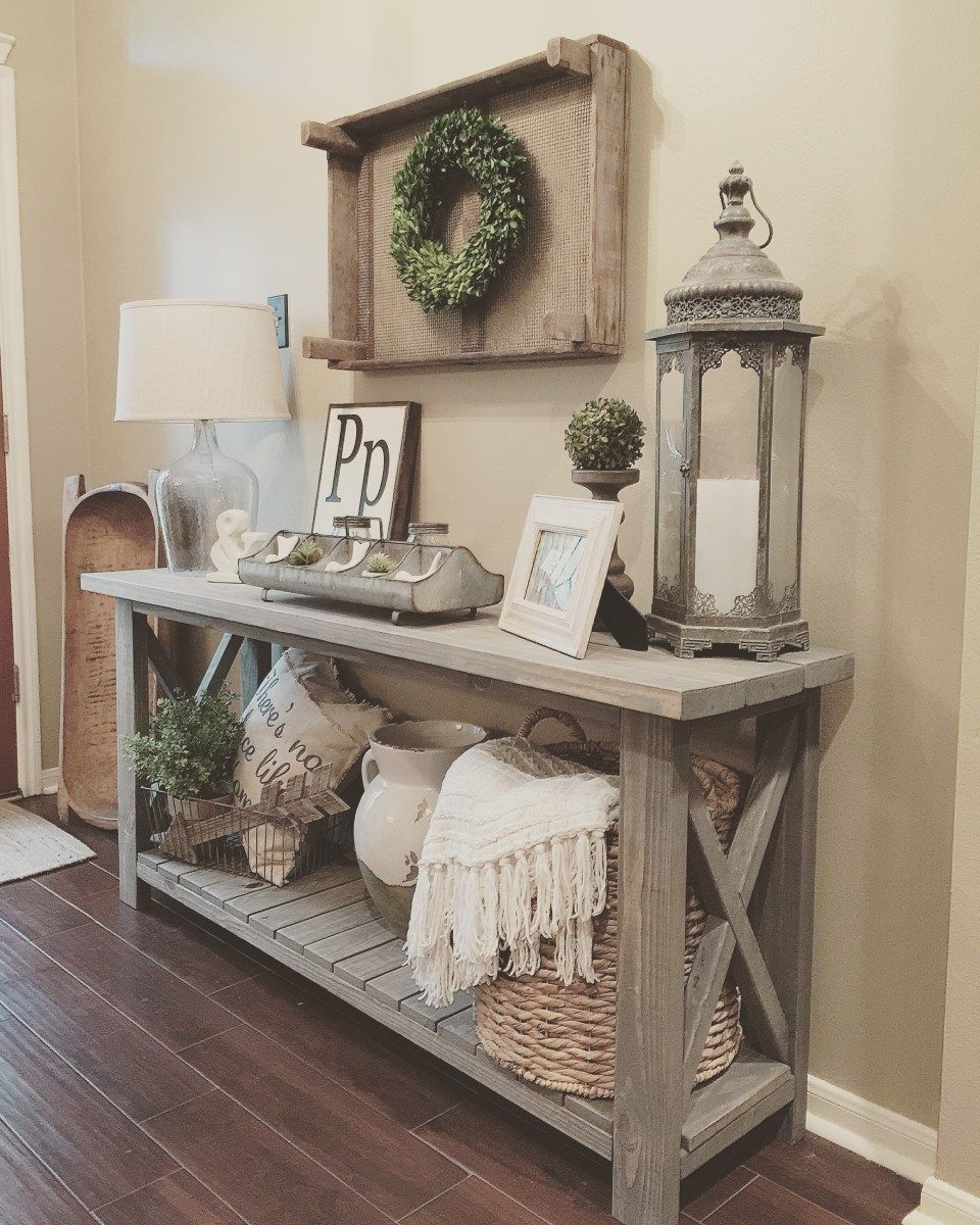 Diy Farmhouse Console Table | Bloggers Best | Home Decor, Home In Natural Wood Mirrored Media Console Tables (Photo 2 of 30)