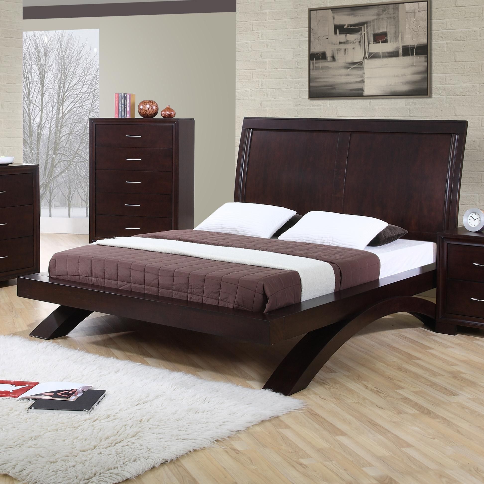 Elements International Raven King Contemporary Platform Bed | Becker Within Raven Grey Tv Stands (View 22 of 30)
