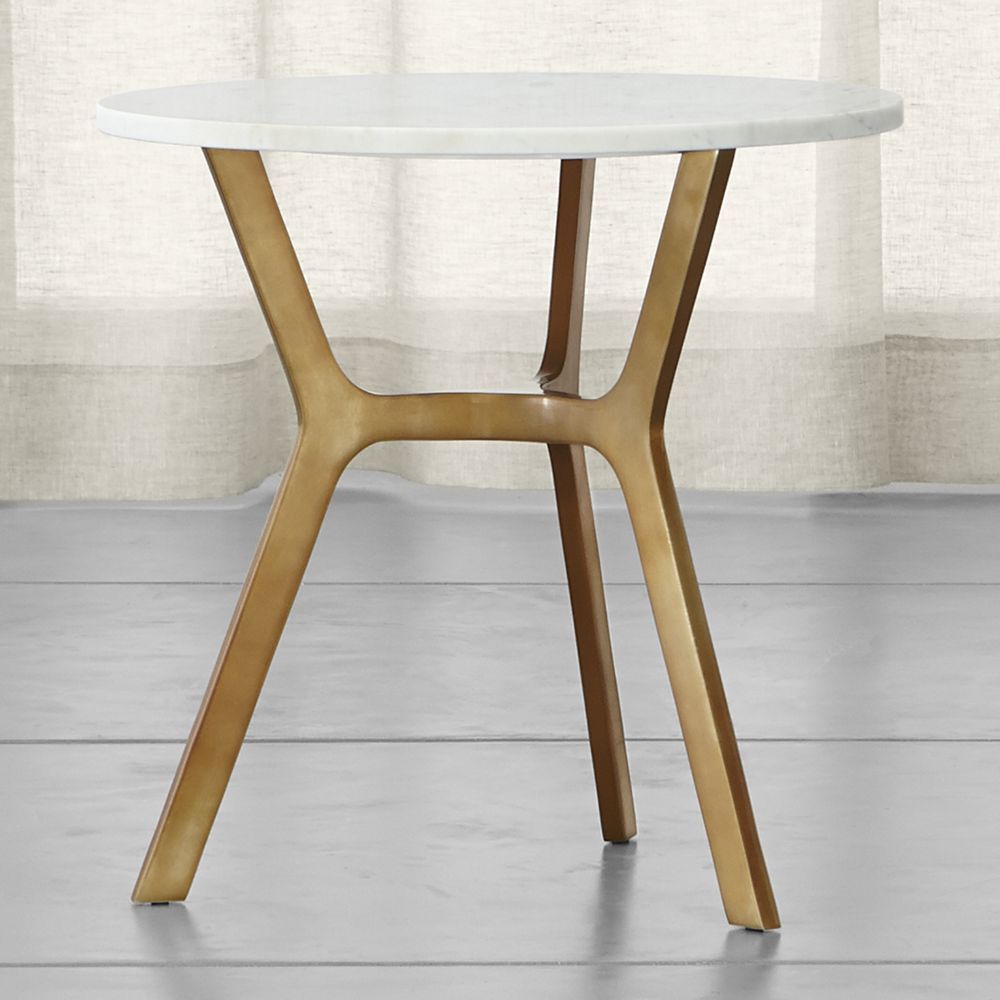 Elke Round Marble End Table With Brass Base | Products | Pinterest Regarding Elke Marble Console Tables With Brass Base (Photo 4 of 30)