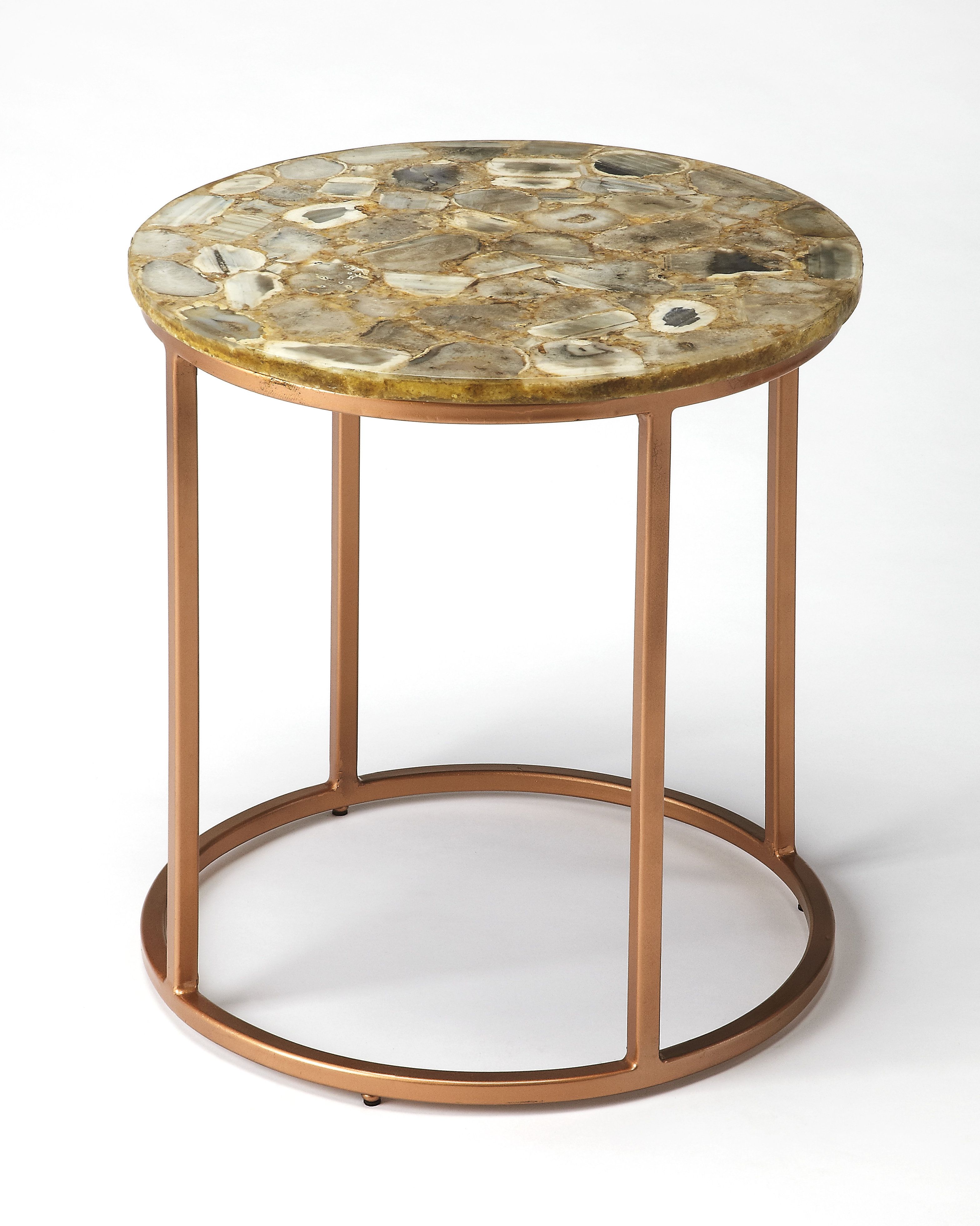 Everly Quinn Aliya Agate End Table | Wayfair Regarding Mix Agate Metal Frame Console Tables (View 24 of 30)