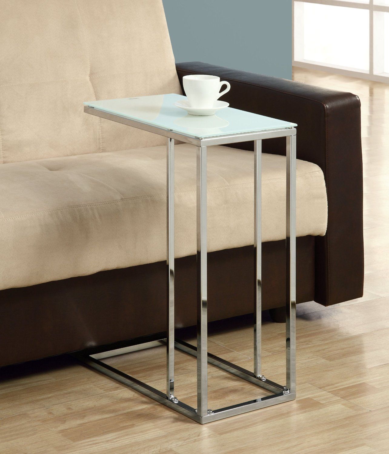 Glass Top Accent Table Metal Base – Glass Decorating Ideas Intended For Parsons Clear Glass Top & Elm Base 48x16 Console Tables (Photo 30 of 30)