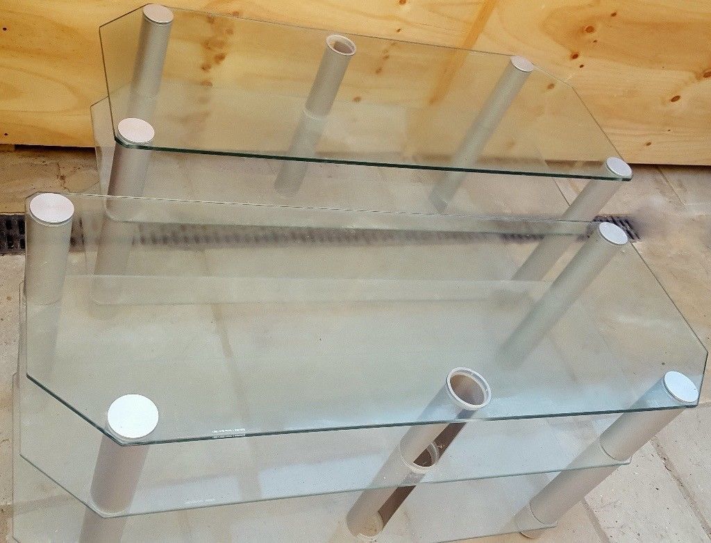 Glass Tv Stands 3 Shelves X 2 Bargain (excellent Condition) | In Regarding Maddy 50 Inch Tv Stands (View 11 of 30)