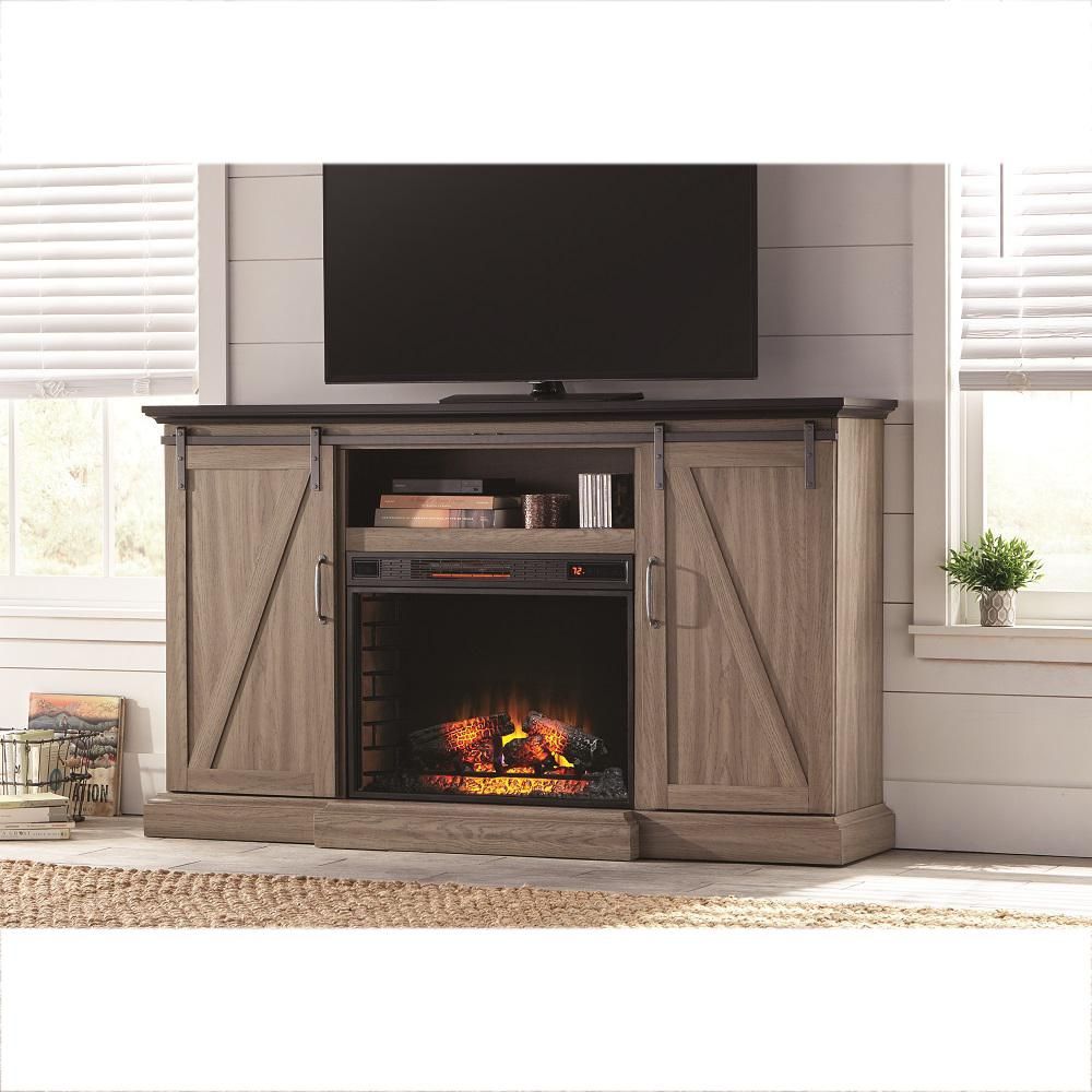 Gray – Fireplace Tv Stands – Electric Fireplaces – The Home Depot Regarding Kenzie 60 Inch Open Display Tv Stands (View 30 of 30)