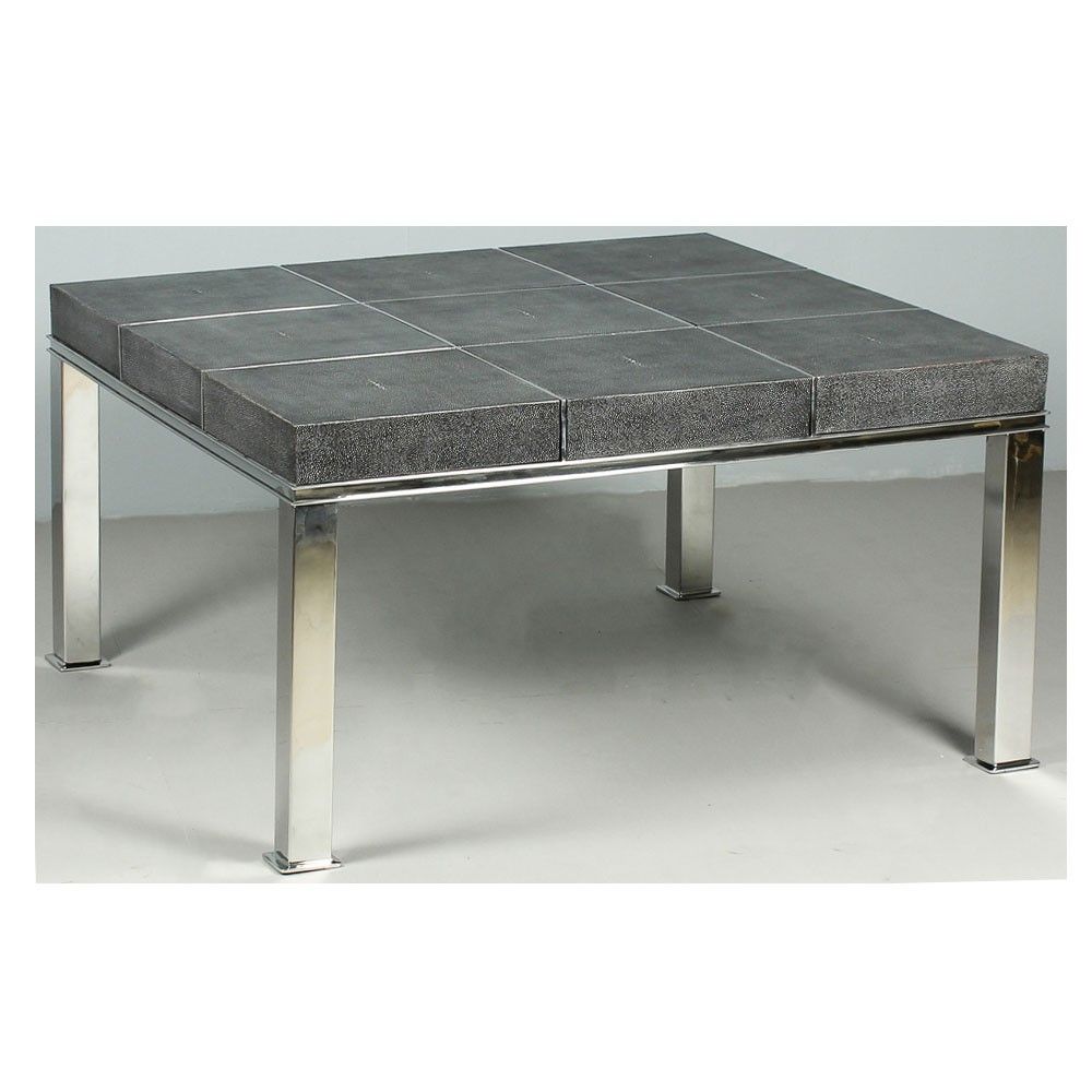 Grey Shagreen 9 Panel Coffee Table Throughout Grey Shagreen Media Console Tables (View 19 of 30)