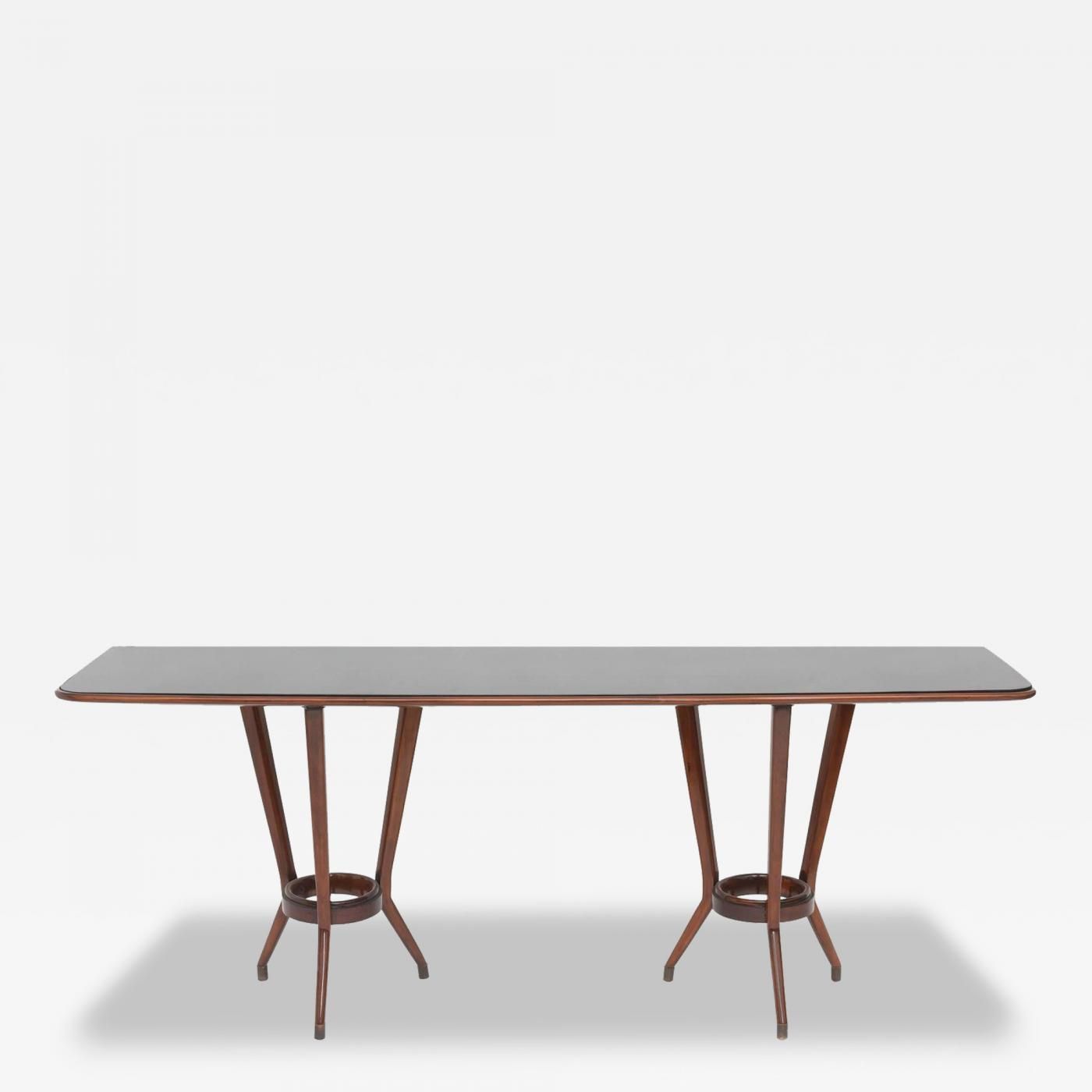 Guglielmo Ulrich; Mahogany, Brass And Black Glass Console Table For Phillip Brass Console Tables (View 9 of 30)