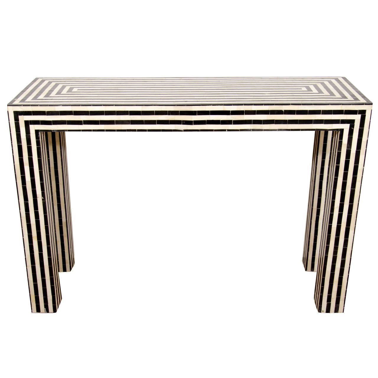 Indian Bone Inlay Black And White Striped Console | Home Decor For Black And White Inlay Console Tables (Photo 1 of 30)