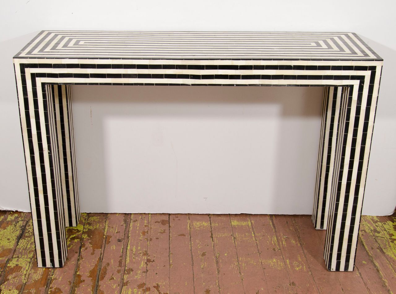 Indian Bone Inlay Black & White Striped Console | Furnishings Regarding Black And White Inlay Console Tables (View 7 of 30)