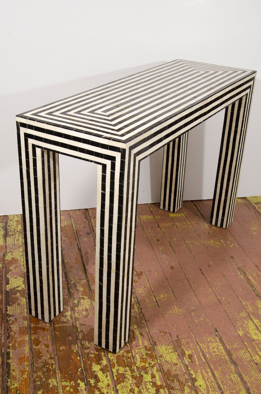 Indian Bone Inlay Black + White Striped Console | Mājoklis Regarding Black And White Inlay Console Tables (View 11 of 30)
