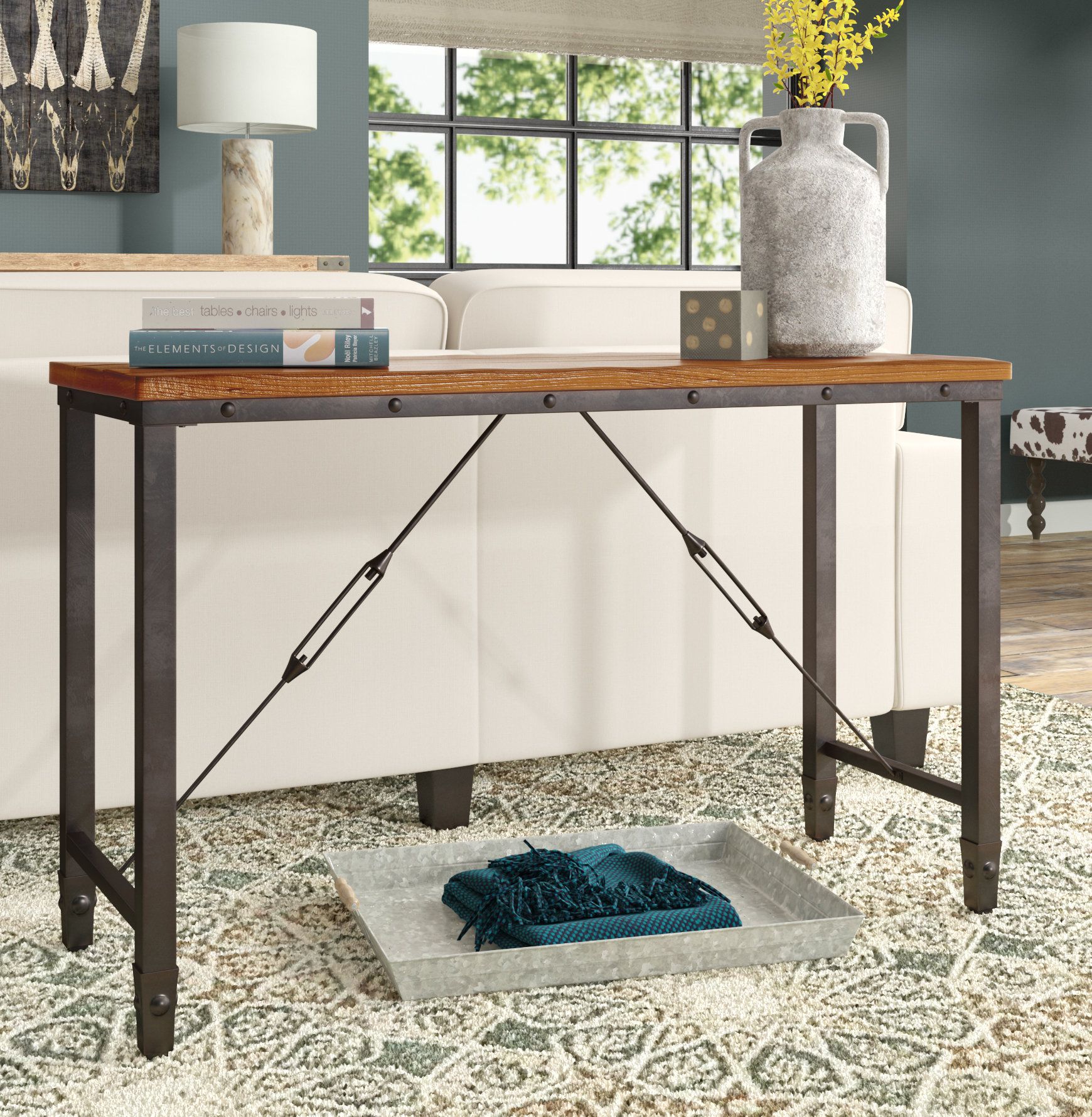 Industrial Console Tables You'll Love | Wayfair In Parsons Concrete Top &amp; Dark Steel Base 48x16 Console Tables (View 8 of 30)