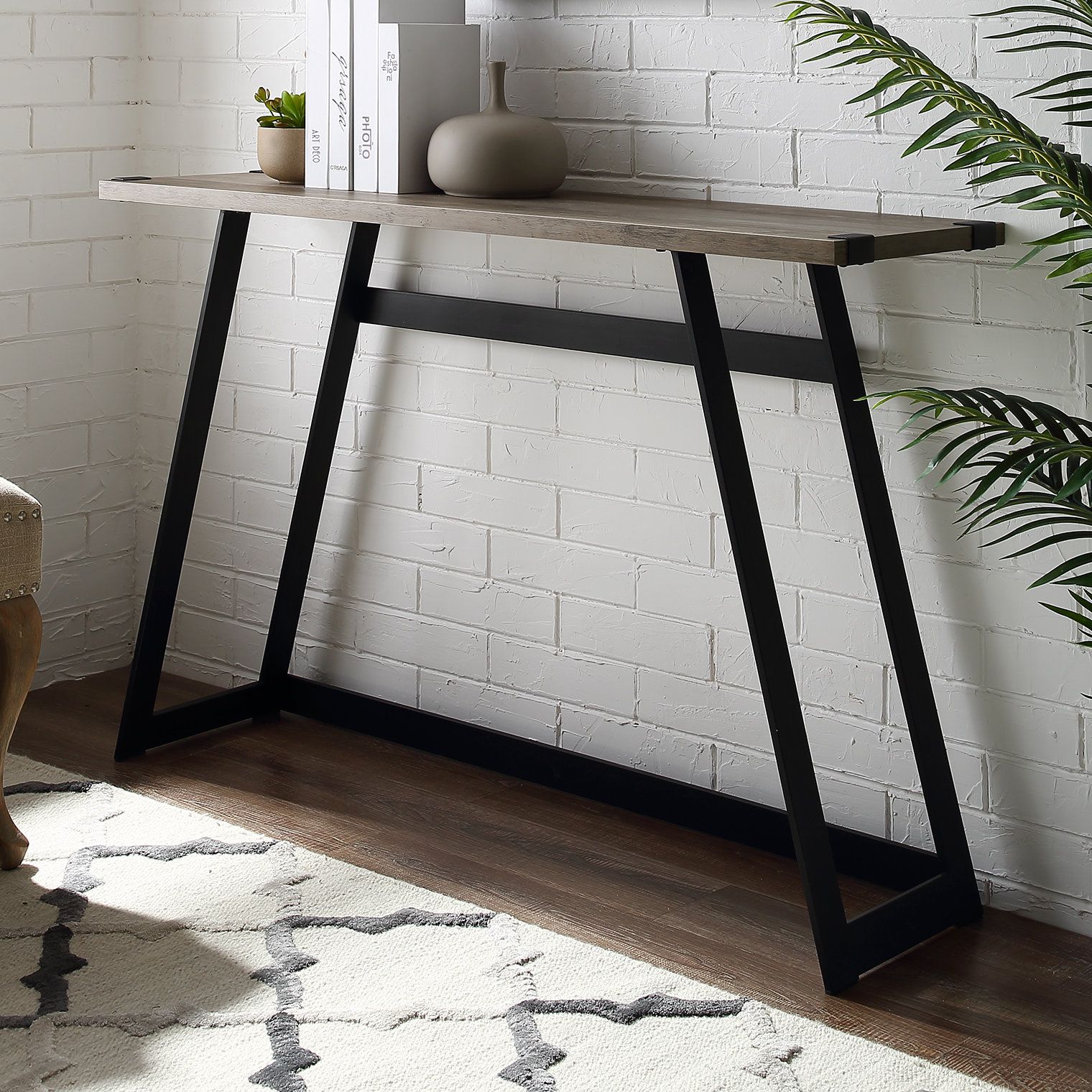 Industrial Console Tables You'll Love | Wayfair In Parsons Grey Solid Surface Top &amp; Elm Base 48x16 Console Tables (View 14 of 30)