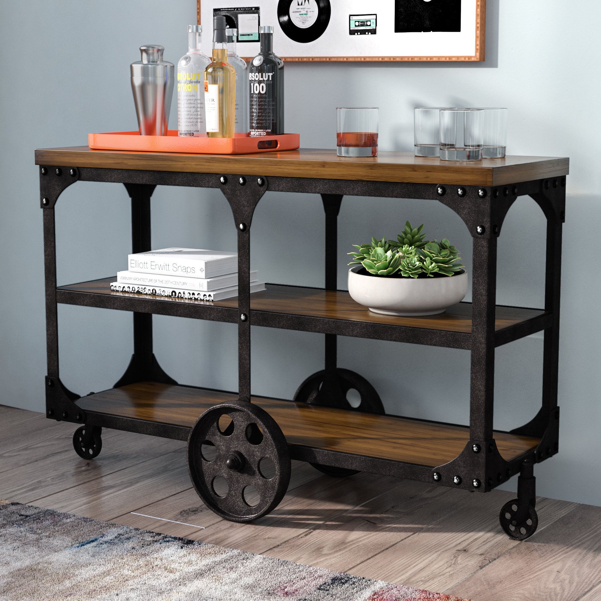 Industrial Console Tables You'll Love | Wayfair Pertaining To Parsons Clear Glass Top & Dark Steel Base 48x16 Console Tables (View 24 of 30)