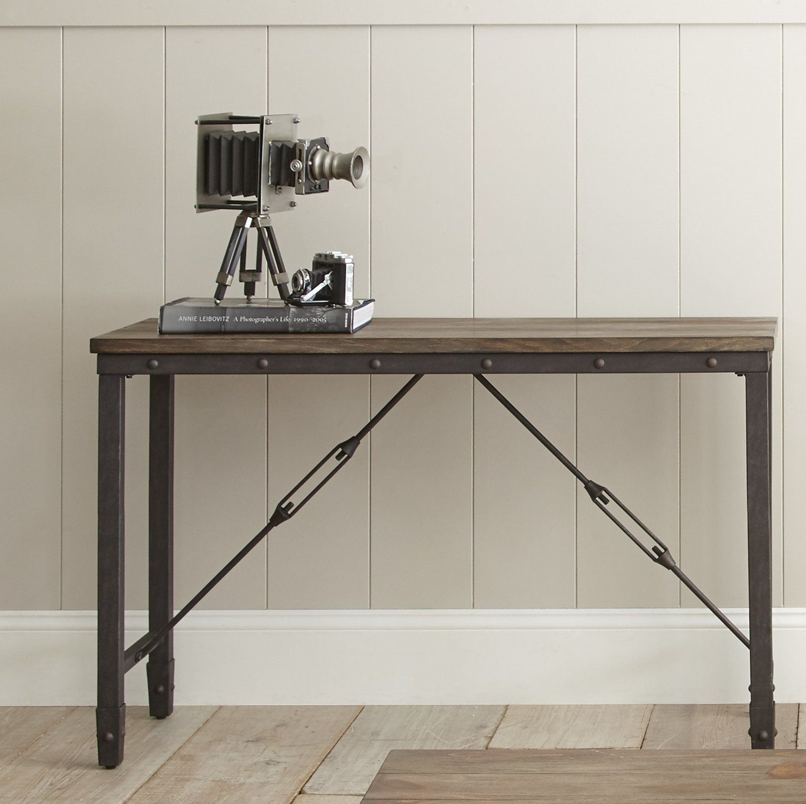 Industrial Console Tables You'll Love | Wayfair With Parsons Black Marble Top &amp; Elm Base 48x16 Console Tables (Photo 25 of 30)