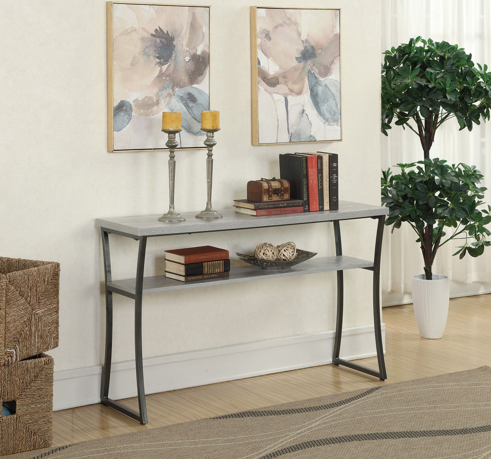 Industrial Console Tables You'll Love | Wayfair With Parsons Clear Glass Top & Dark Steel Base 48x16 Console Tables (View 11 of 30)